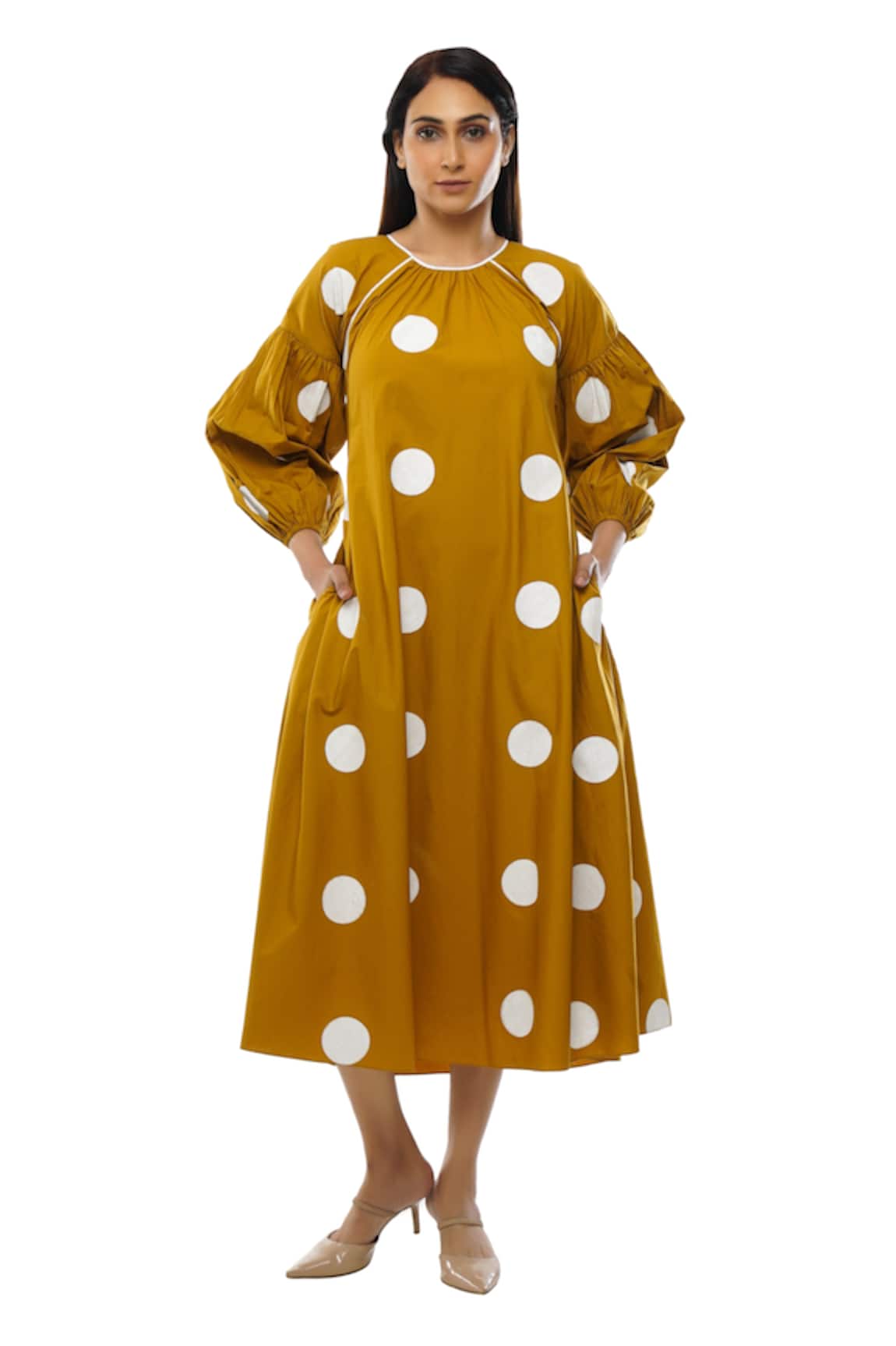 Khat Polka Dot Pattern Poplin Cotton Dress