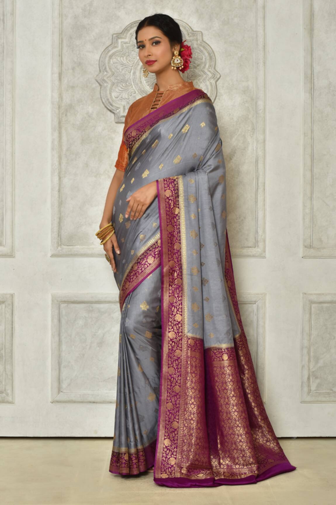 Samyukta Singhania Floral Woven Saree With Running Blouse