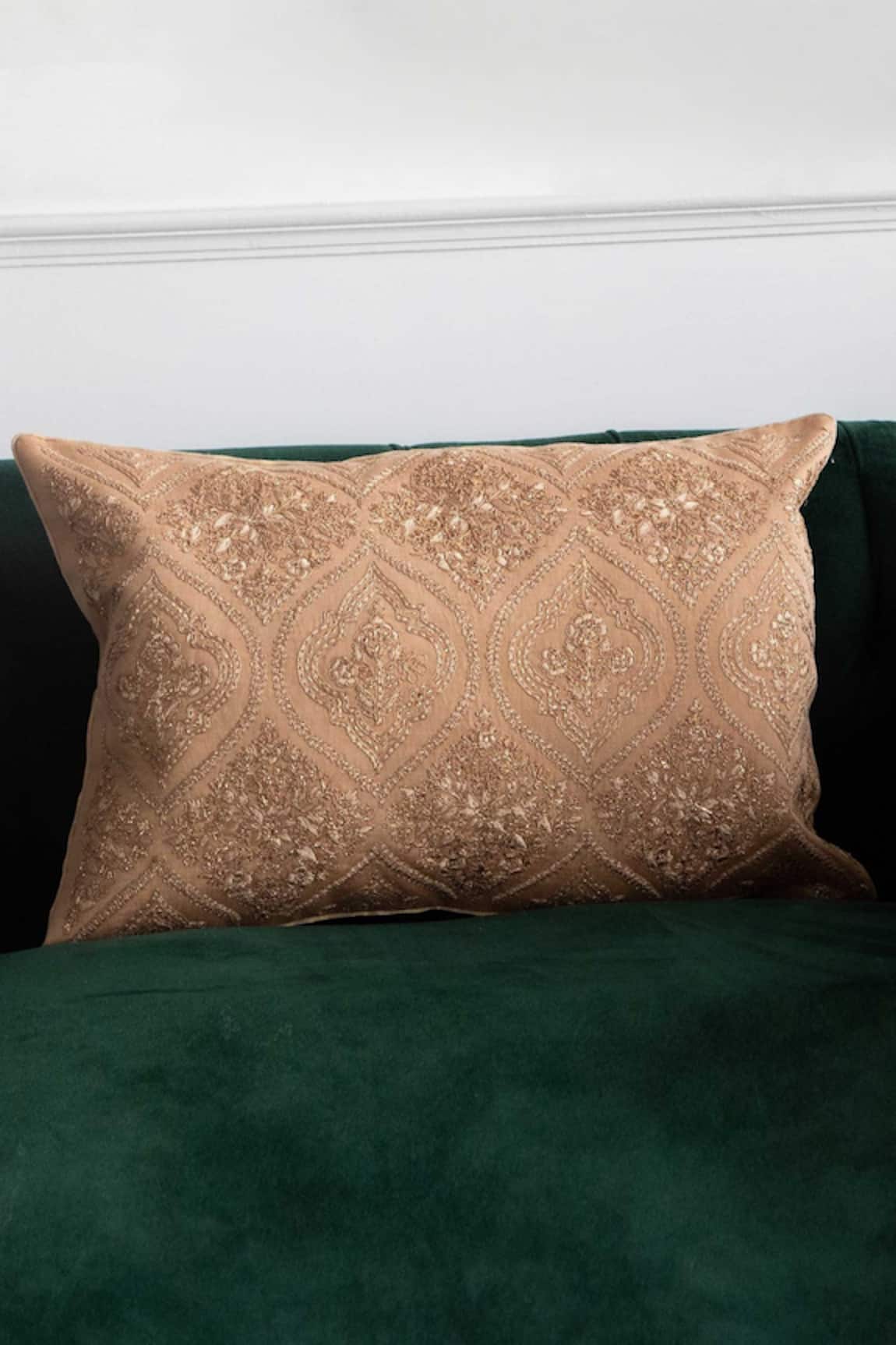 Khaabka Chanderi Silk Embroidered Cushion Cover - Set of 2 