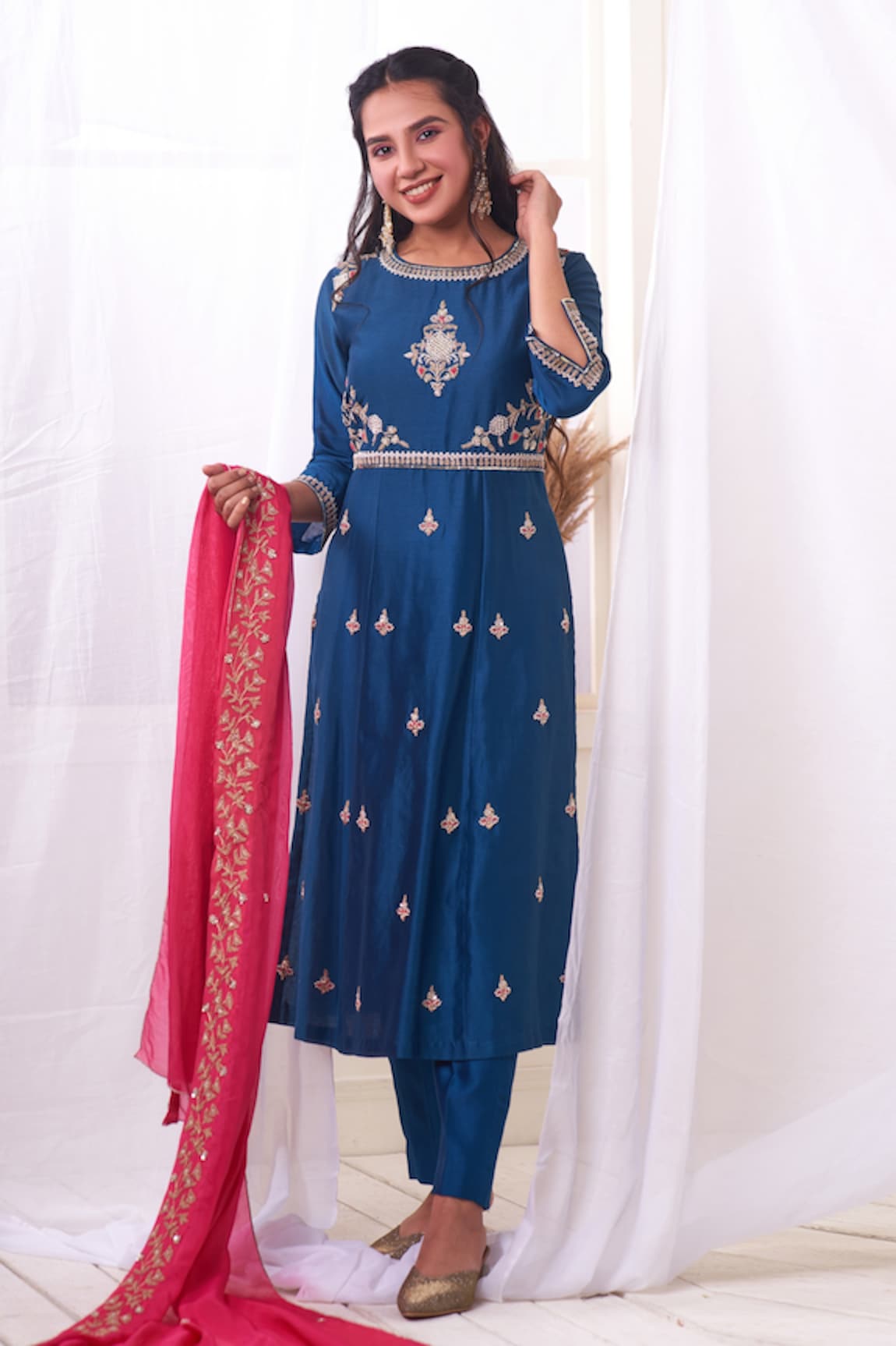 Geetika Jain Hand Embroidered A-Line Kurta Pant Set