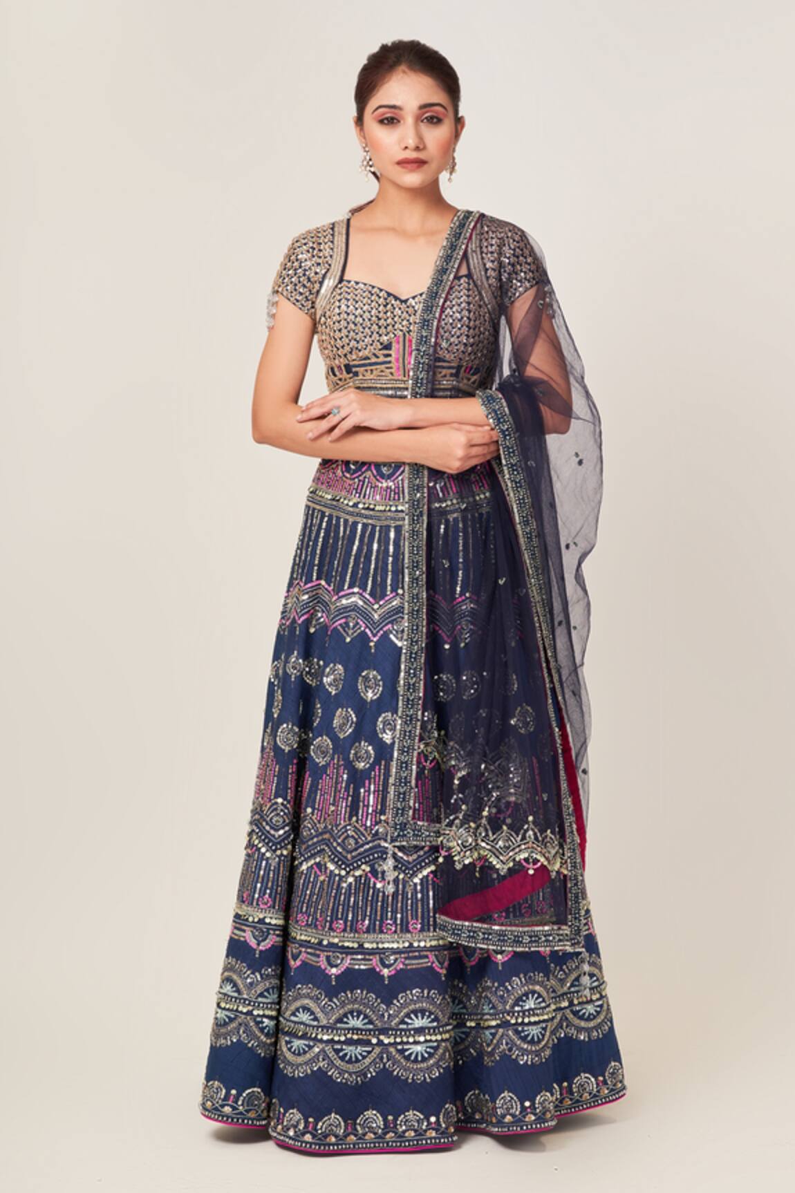 Tamaraa By Tahani Ariel Cutdana & Sequin Embellished Lehenga Set
