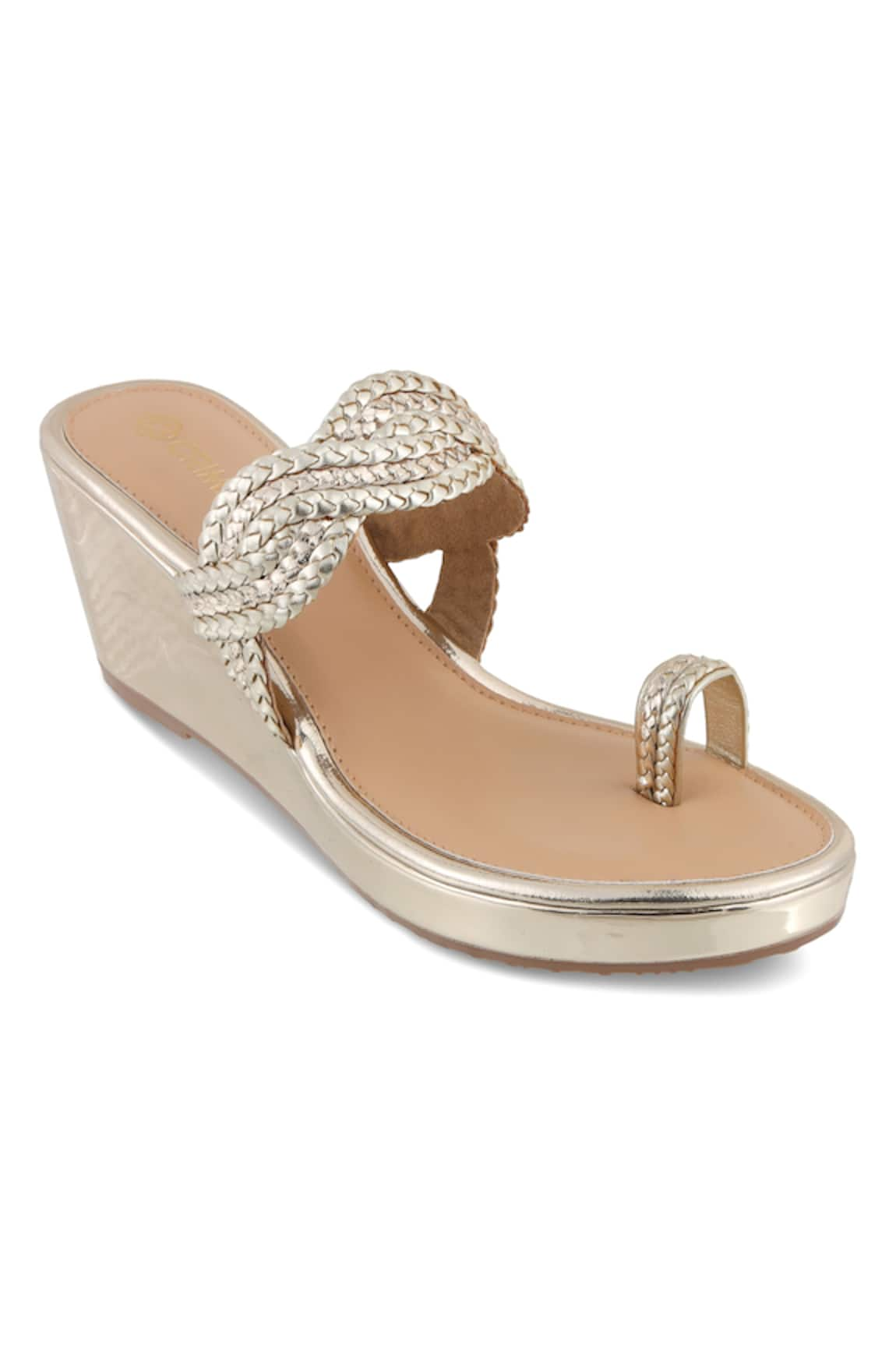 Crimzon Nazakat Braided Strap Kolhapuri Wedges