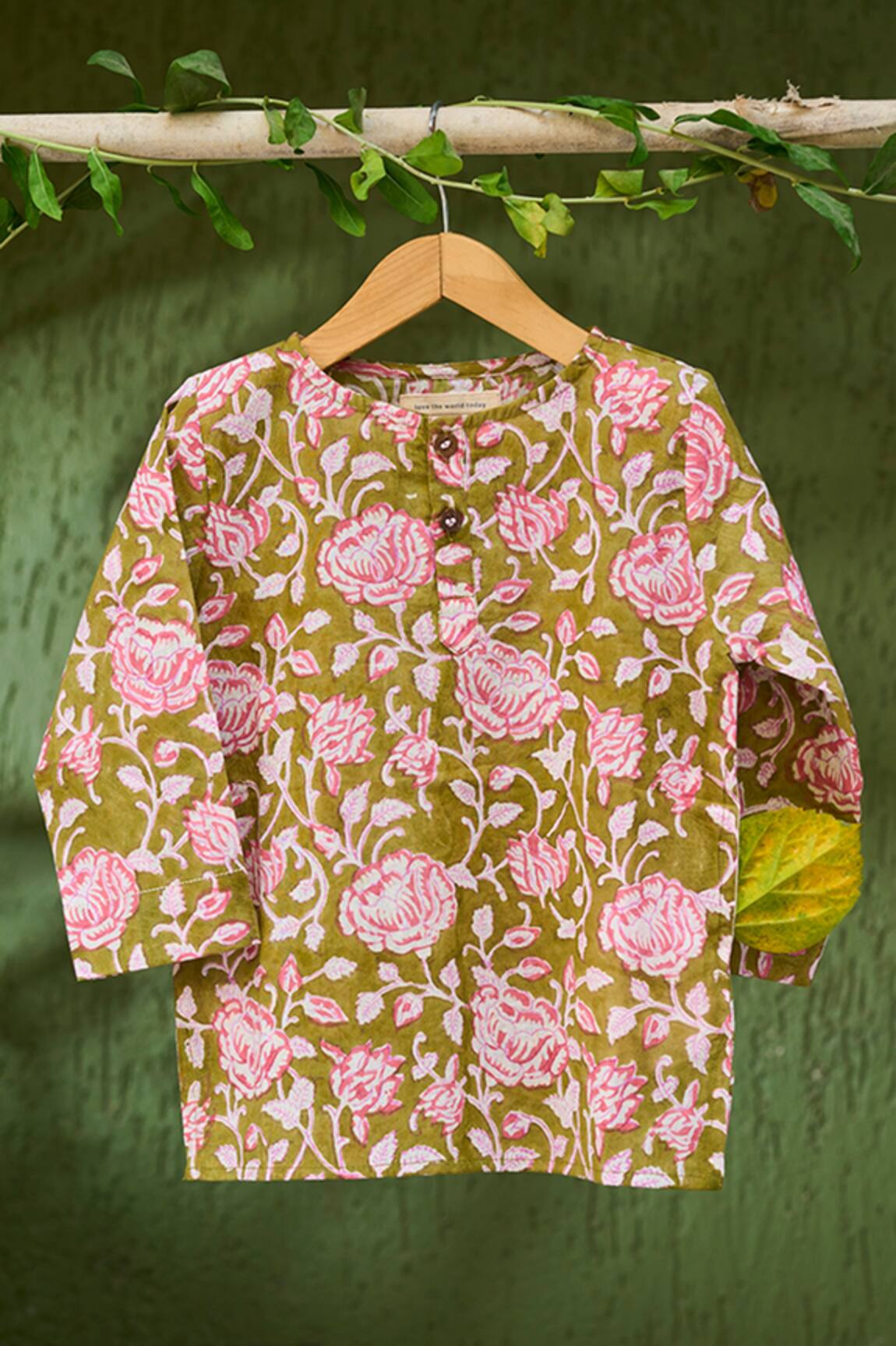 Love The World Today Sleepover Block Print Floral Pattern Kurta