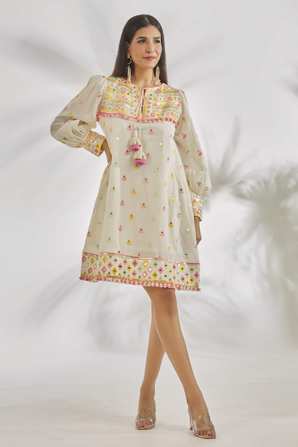 Gopi Vaid Shehnaz Mirror & Thread Embroidered Dress