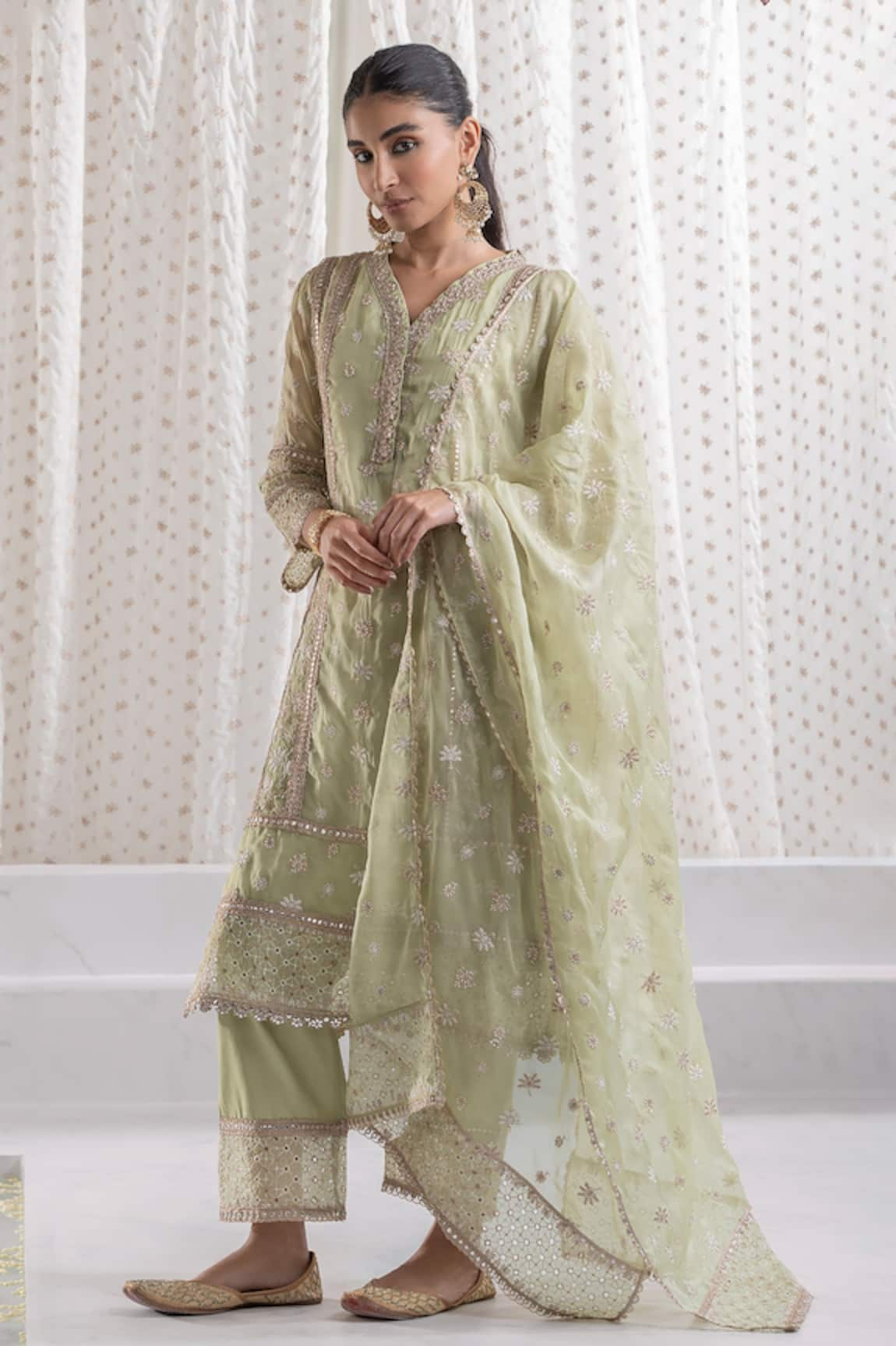 Mulmul Ilahi Embroidered Kurta & Pant Set