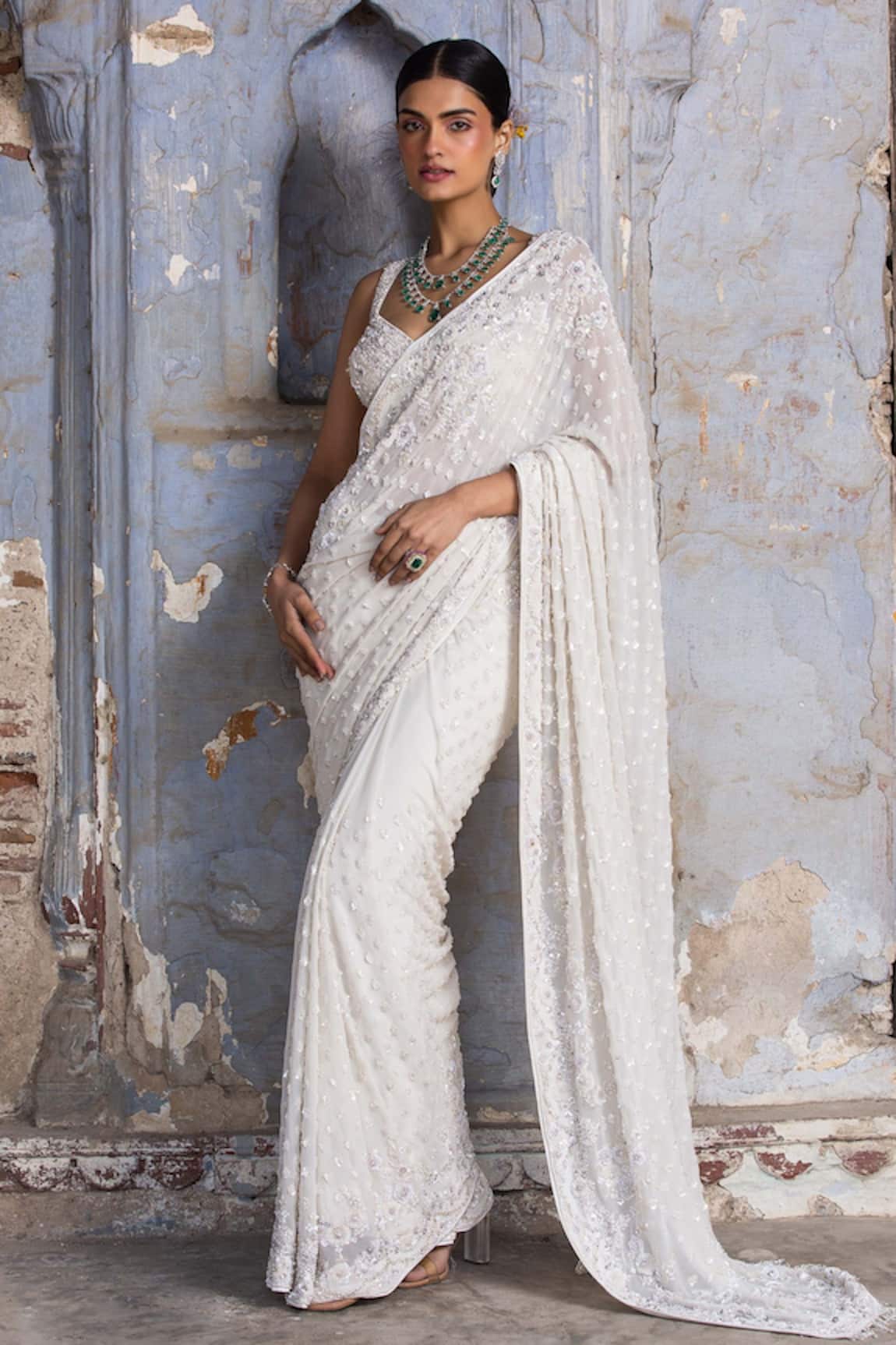 Nitika Gujral Sequin & Bead Work Saree With Blouse