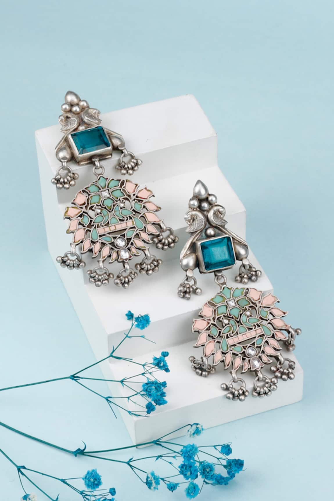Sangeeta Boochra Kashida Kundan Embellished Earrings 