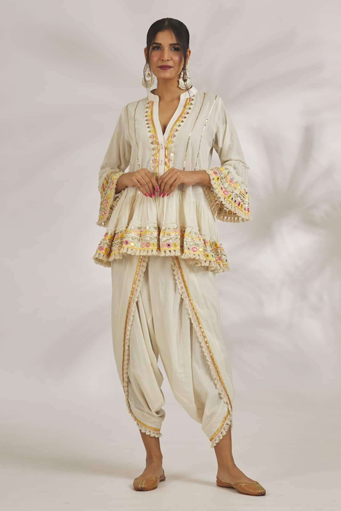 Gopi Vaid Yara Sequin & Thread Embroidered Kurta With Dhoti Pant