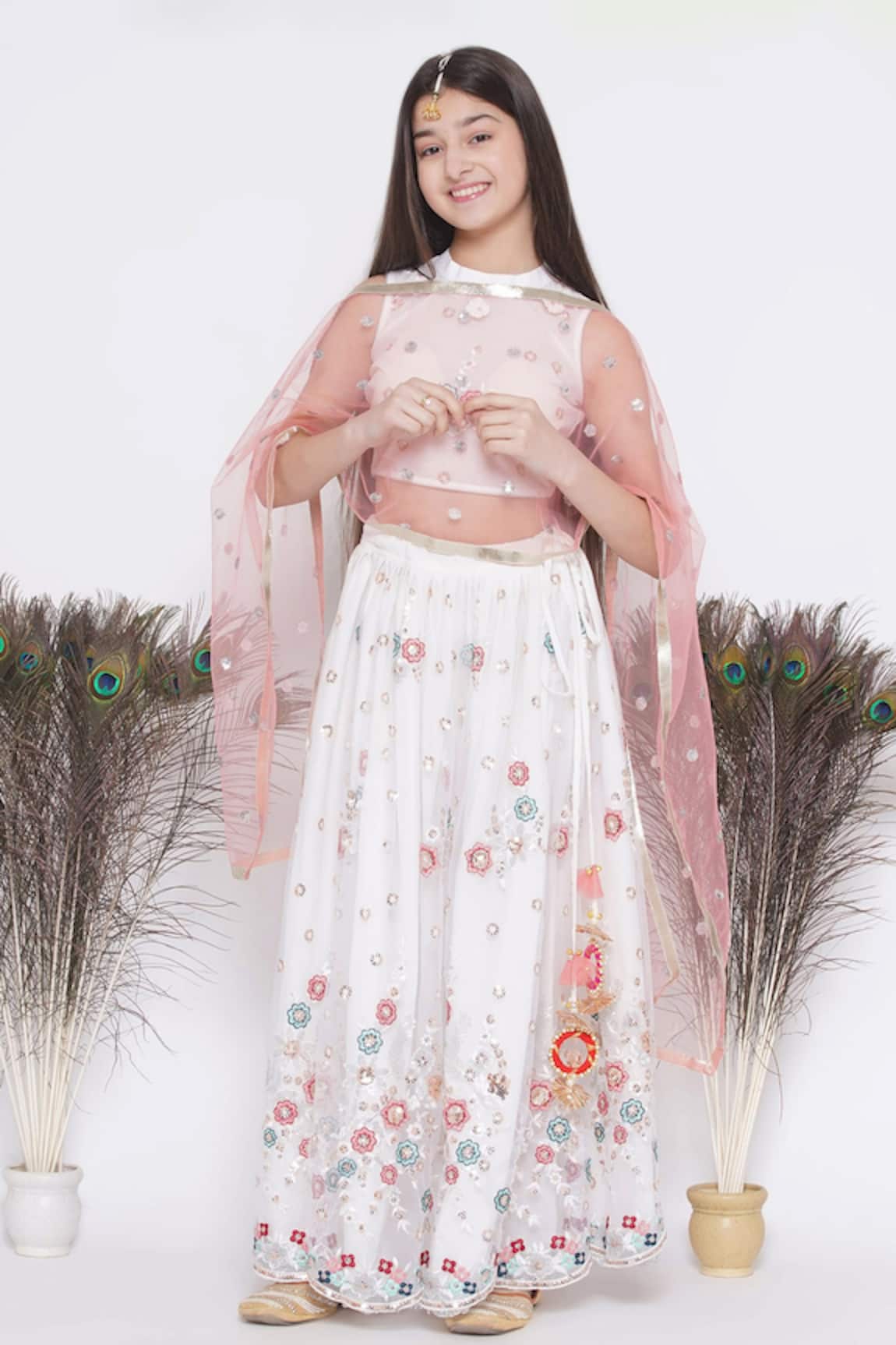Little Bansi Floral Bouquet Embroidered Lehenga Set