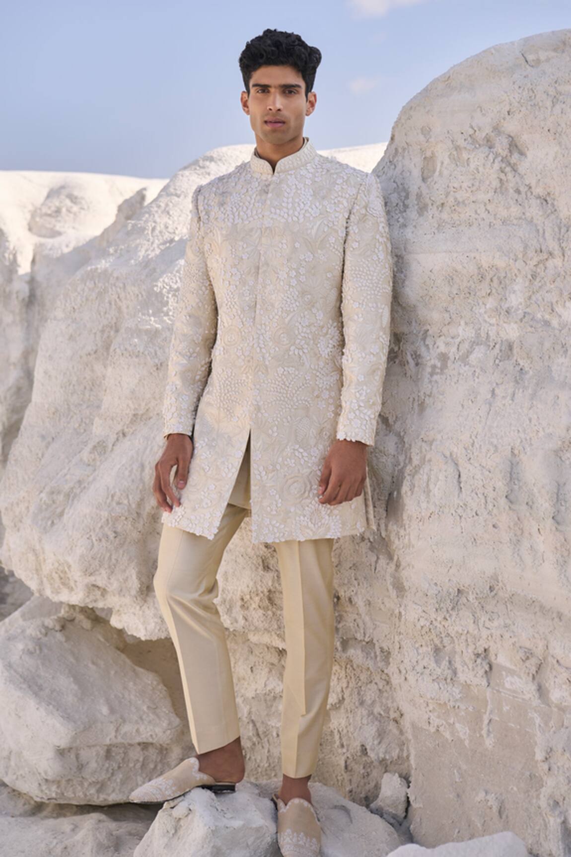 Seema Gujral Floral Embroidered Sherwani Set