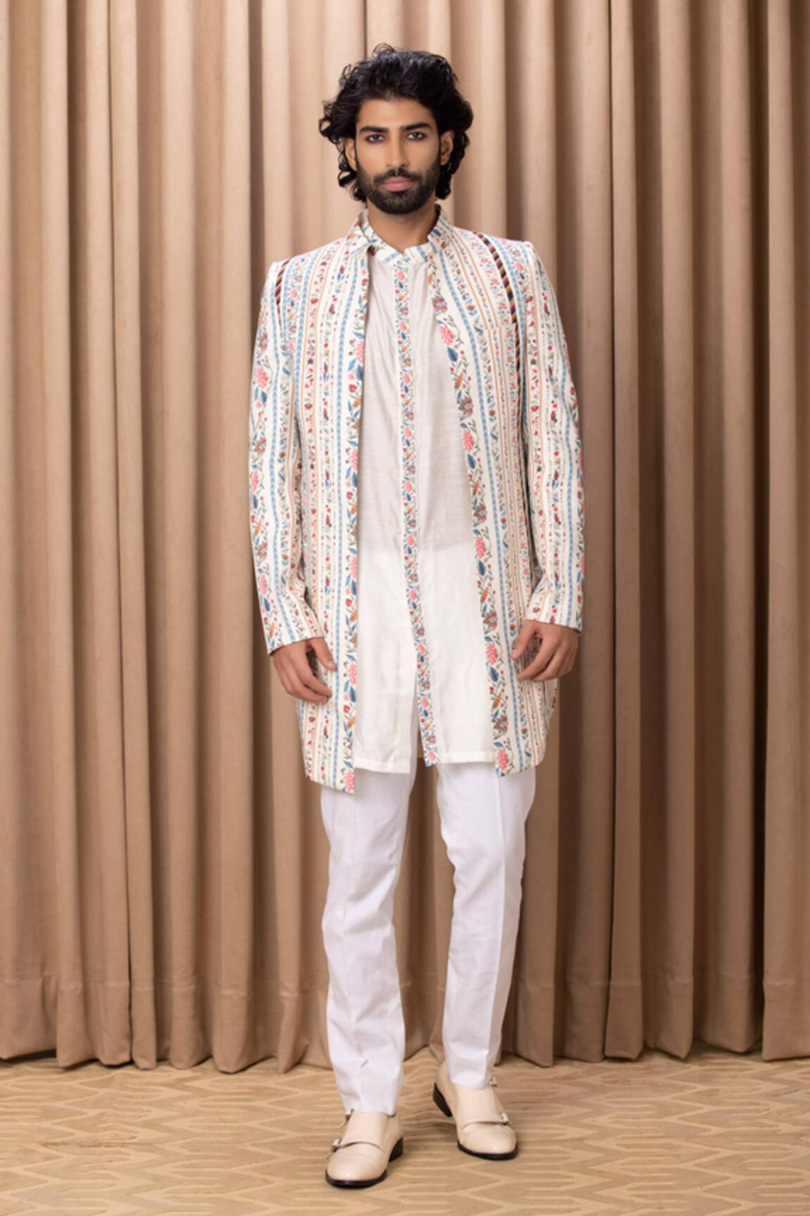 Ankit V Kapoor Lakeer Floral Print Jacket & Kurta Set