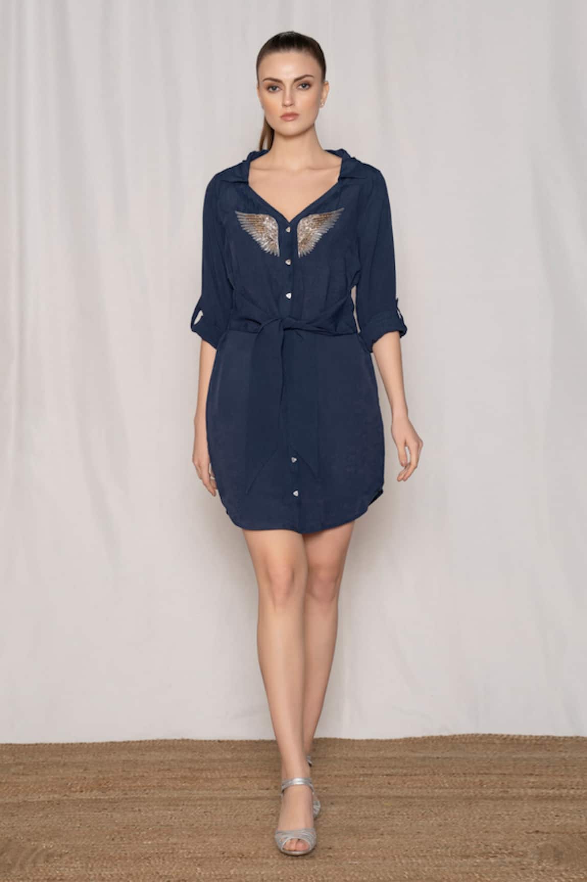 Amrta By Guneet Kondal Tie Up Front Shirt Dress 