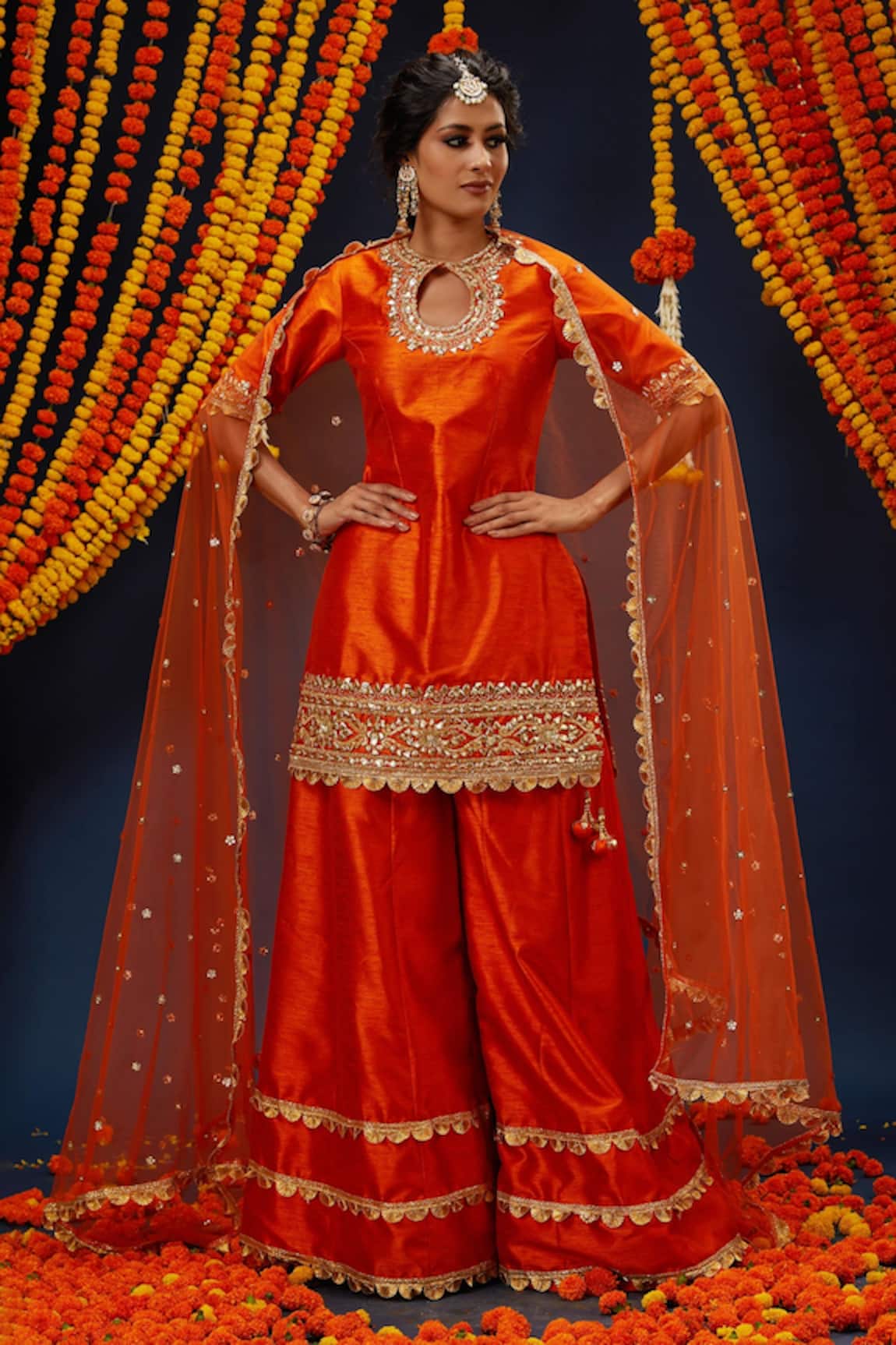 Preeti S Kapoor Gota Embroidered Kurta Sharara Set