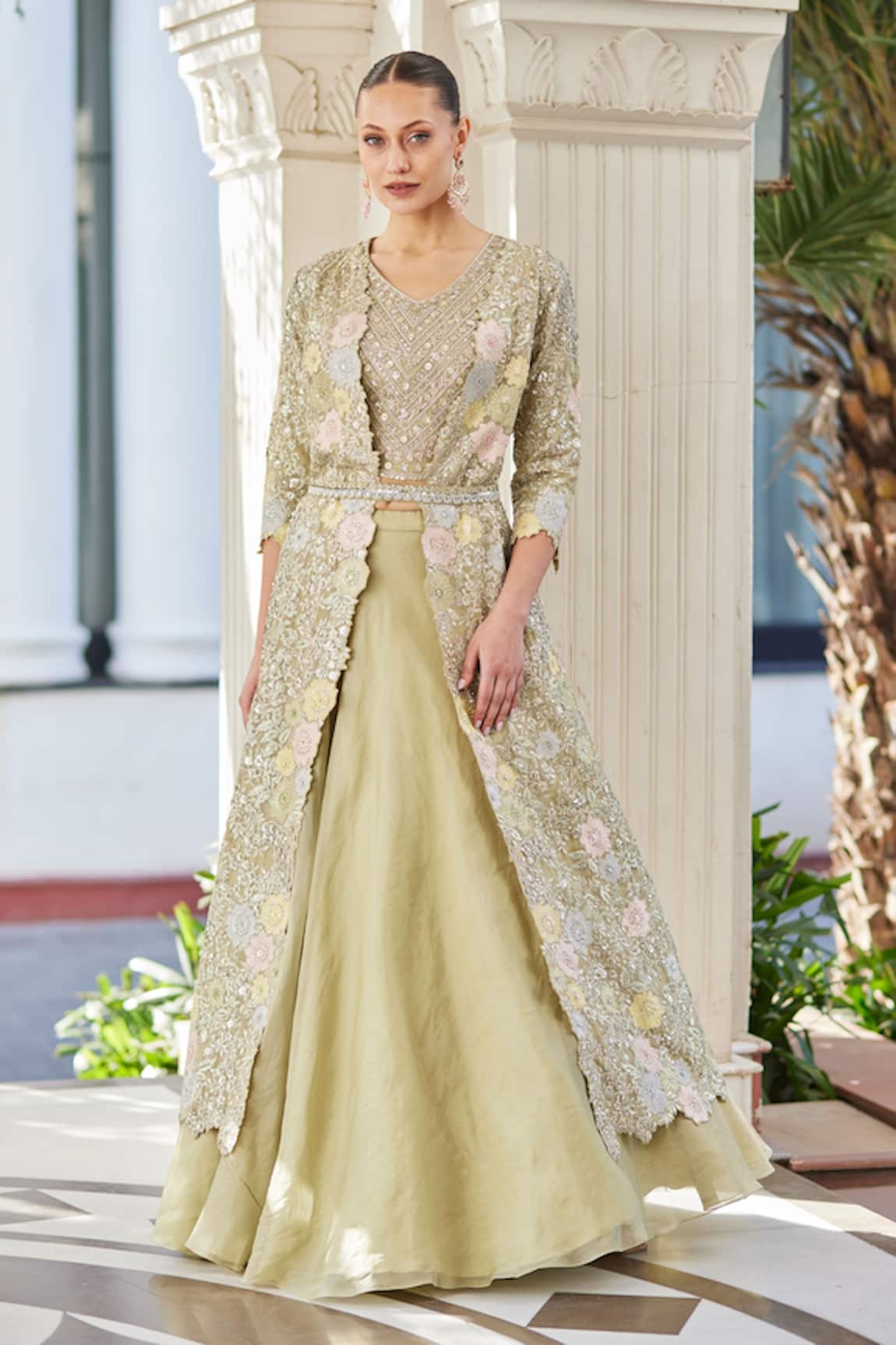 Osaa by Adarsh Embroidered Jacket Lehenga Set 