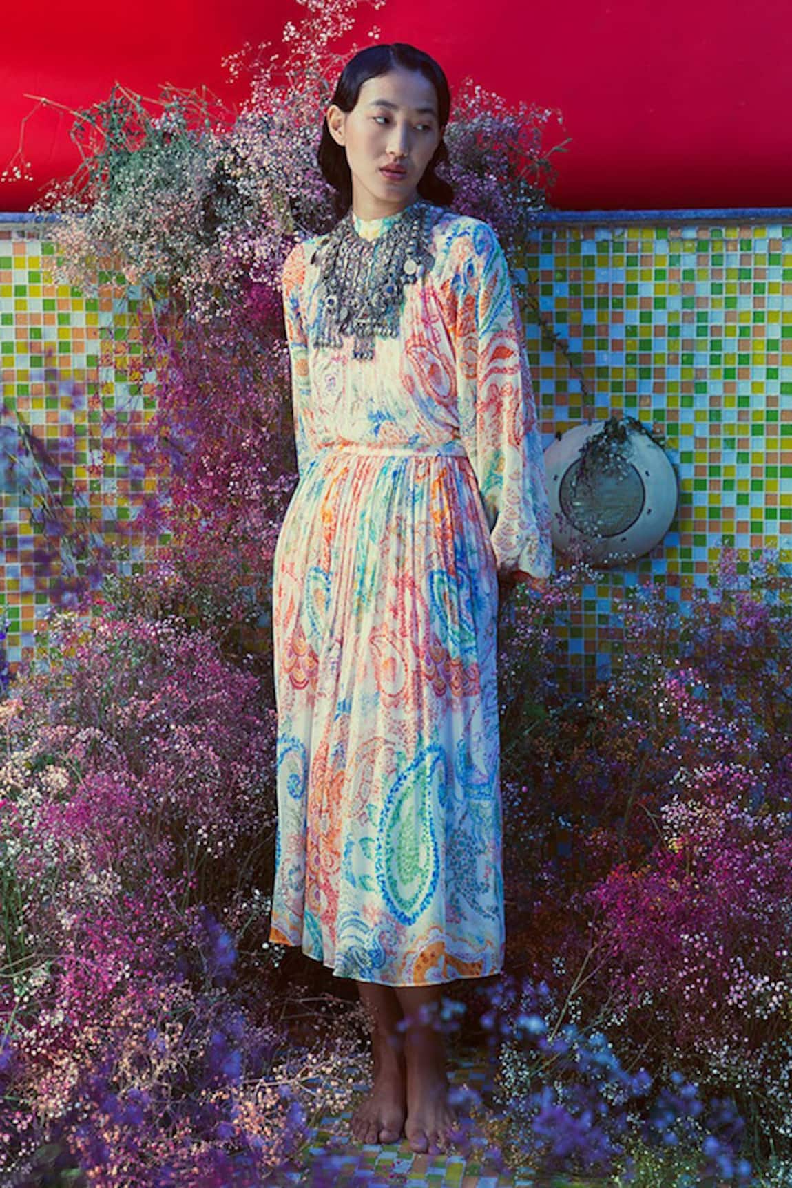 Saundh Paisley Abstract Print Skirt