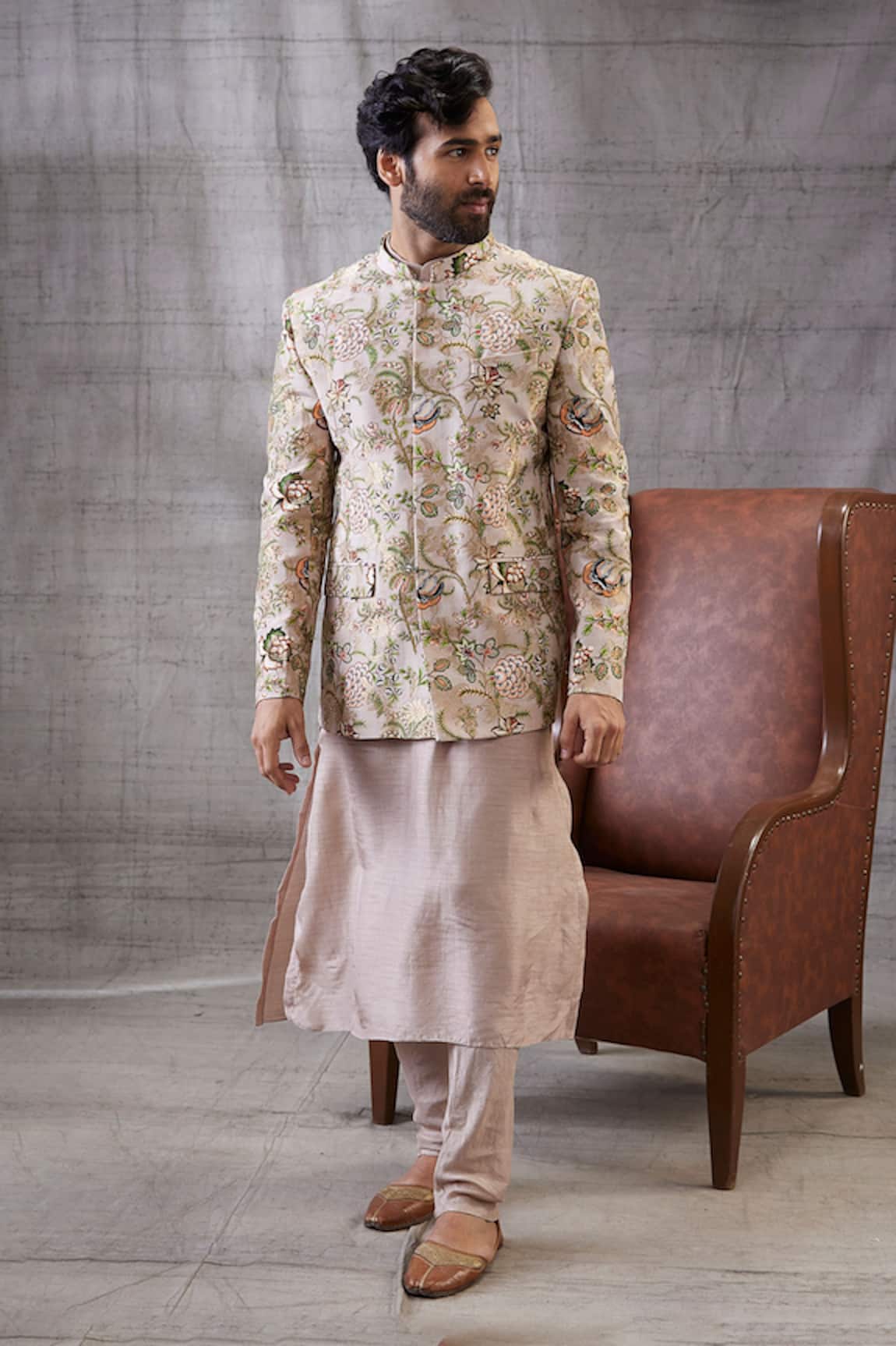 Soup by Sougat Paul Mehr Printed Jacket With Kurta Set 