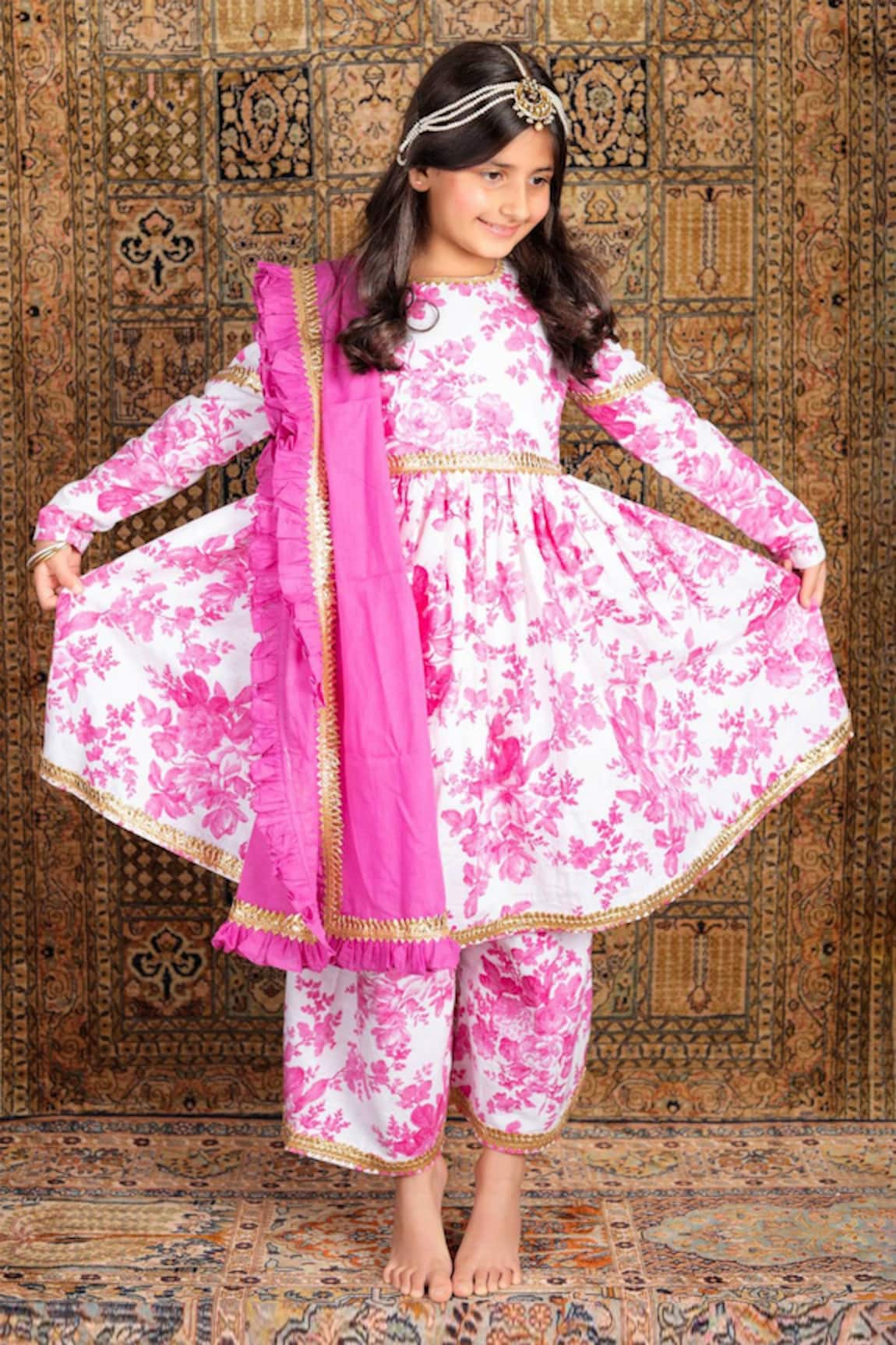 The Pony & Peony Co. Floral Printed Flared Kurta Set
