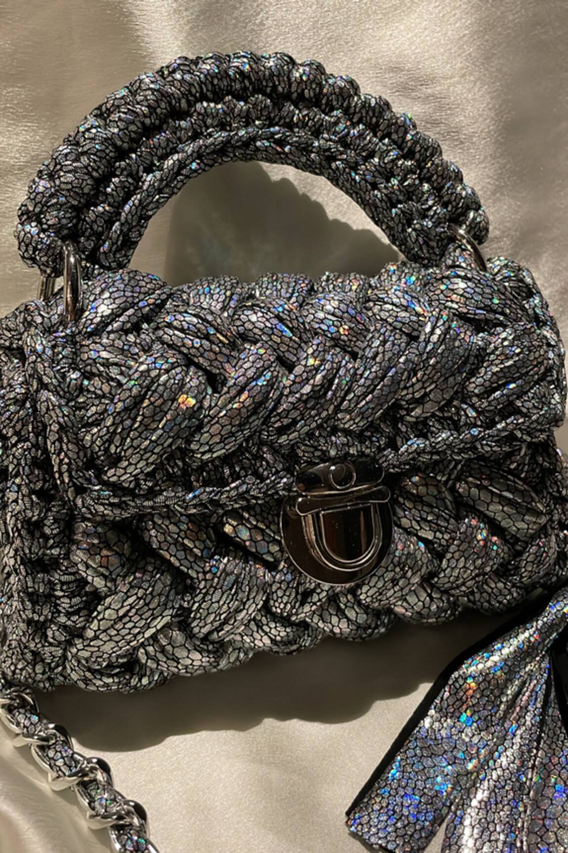 Bijit Metallic Snake Print Sling Bag