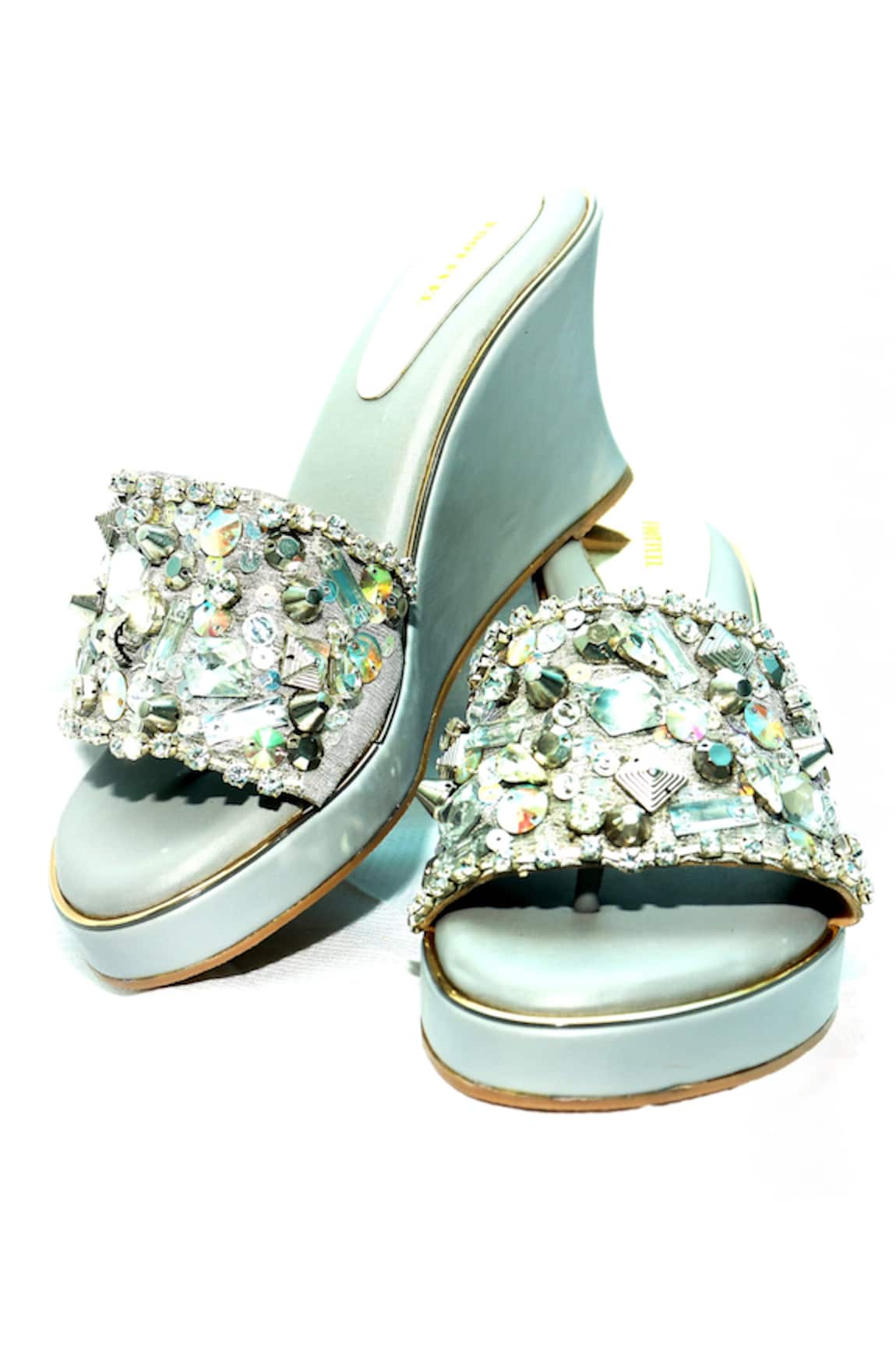 Foot Fuel Fulgent Crystal Embellished Wedges