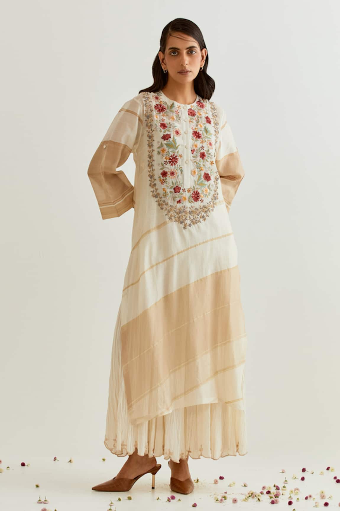 Prama by Pratima Pandey Dabka Embroidered Dress With Inner