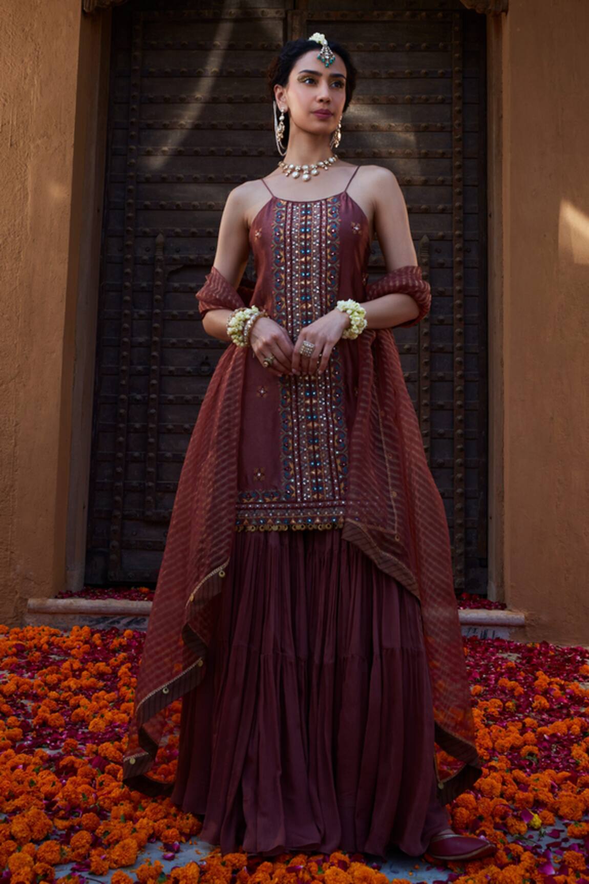 Kritika Dawar Thread & Mirror Embroidered Kurta Sharara Set