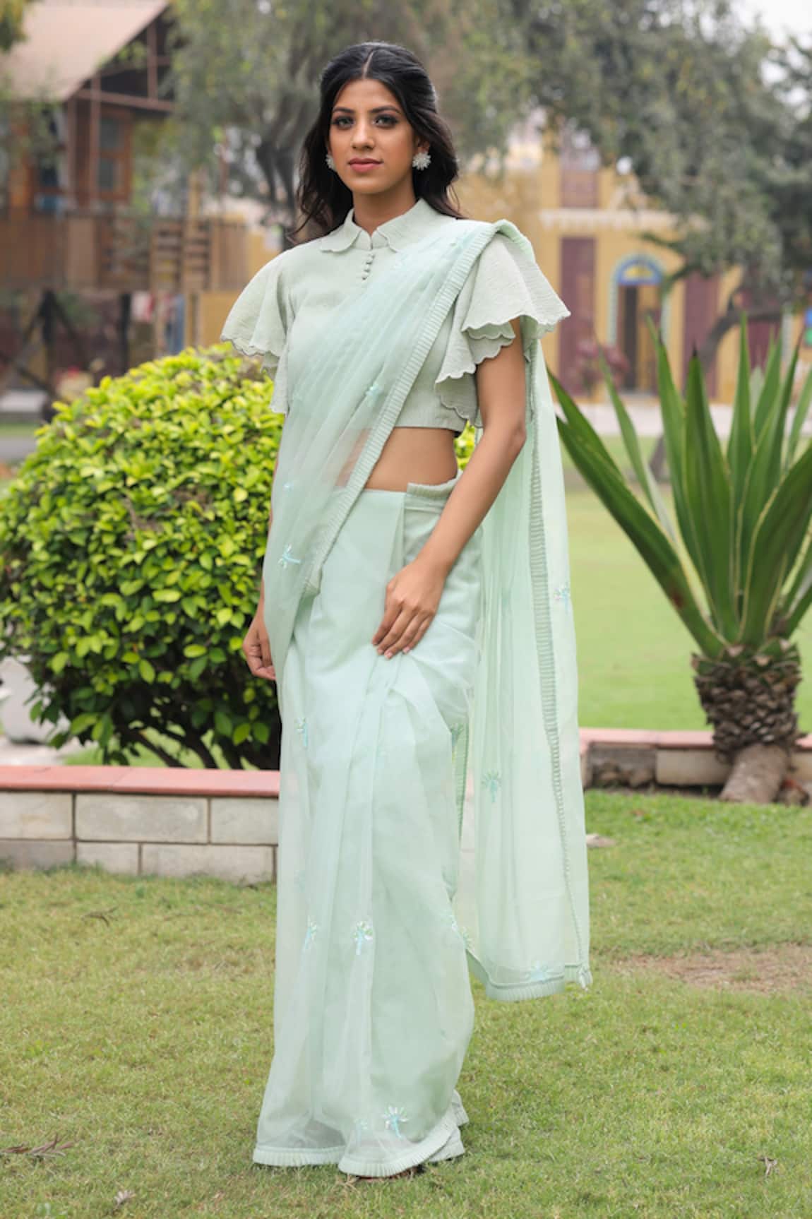 House Of Tushaom Pre-Draped Saree With Blouse 