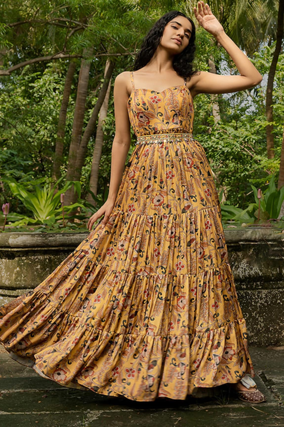 Amrin khan Kalamkari Print Strappy Gown