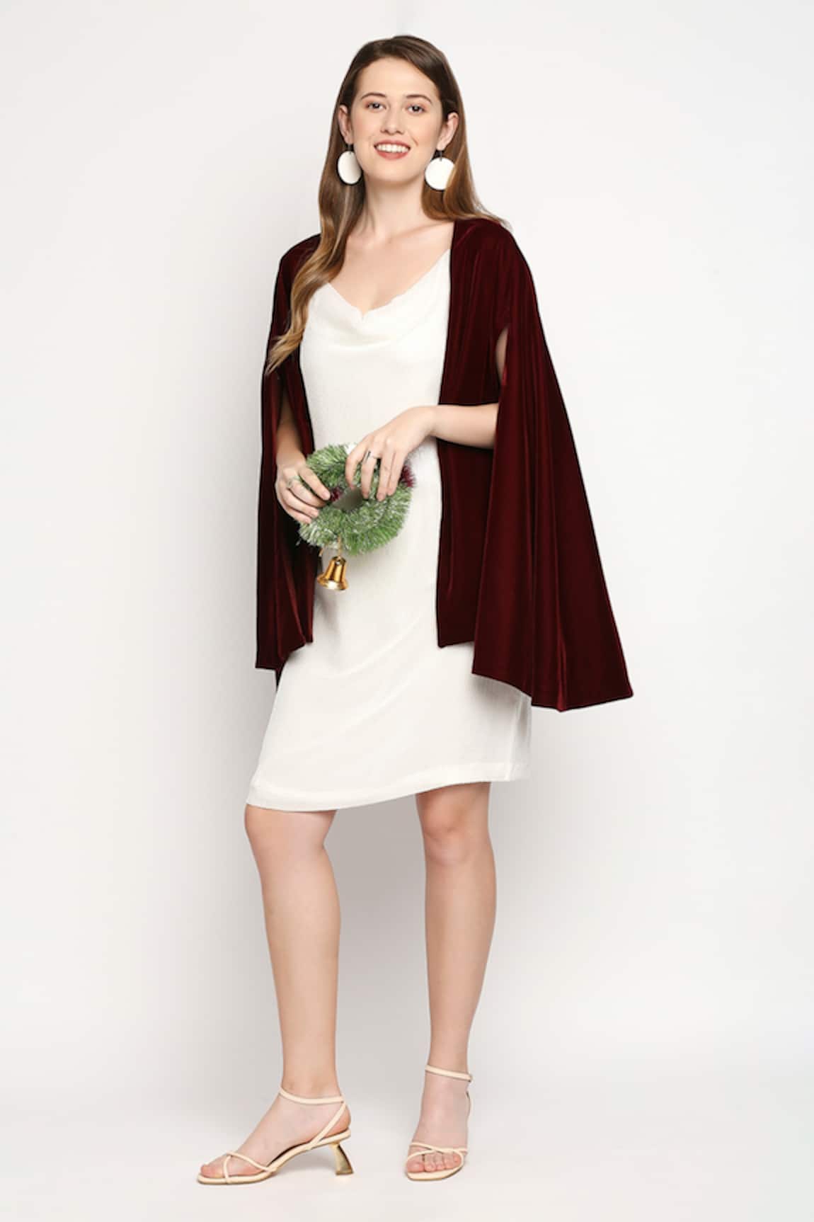 Monk & Mei By Sonia Anand Arzu Sequin Dress With Velvet Cape