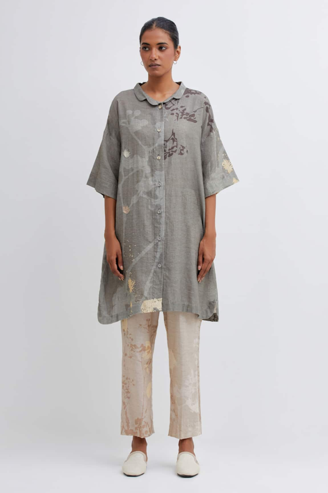 Bhavik Shah Foliage Pattern Longline Shirt & Pant Set