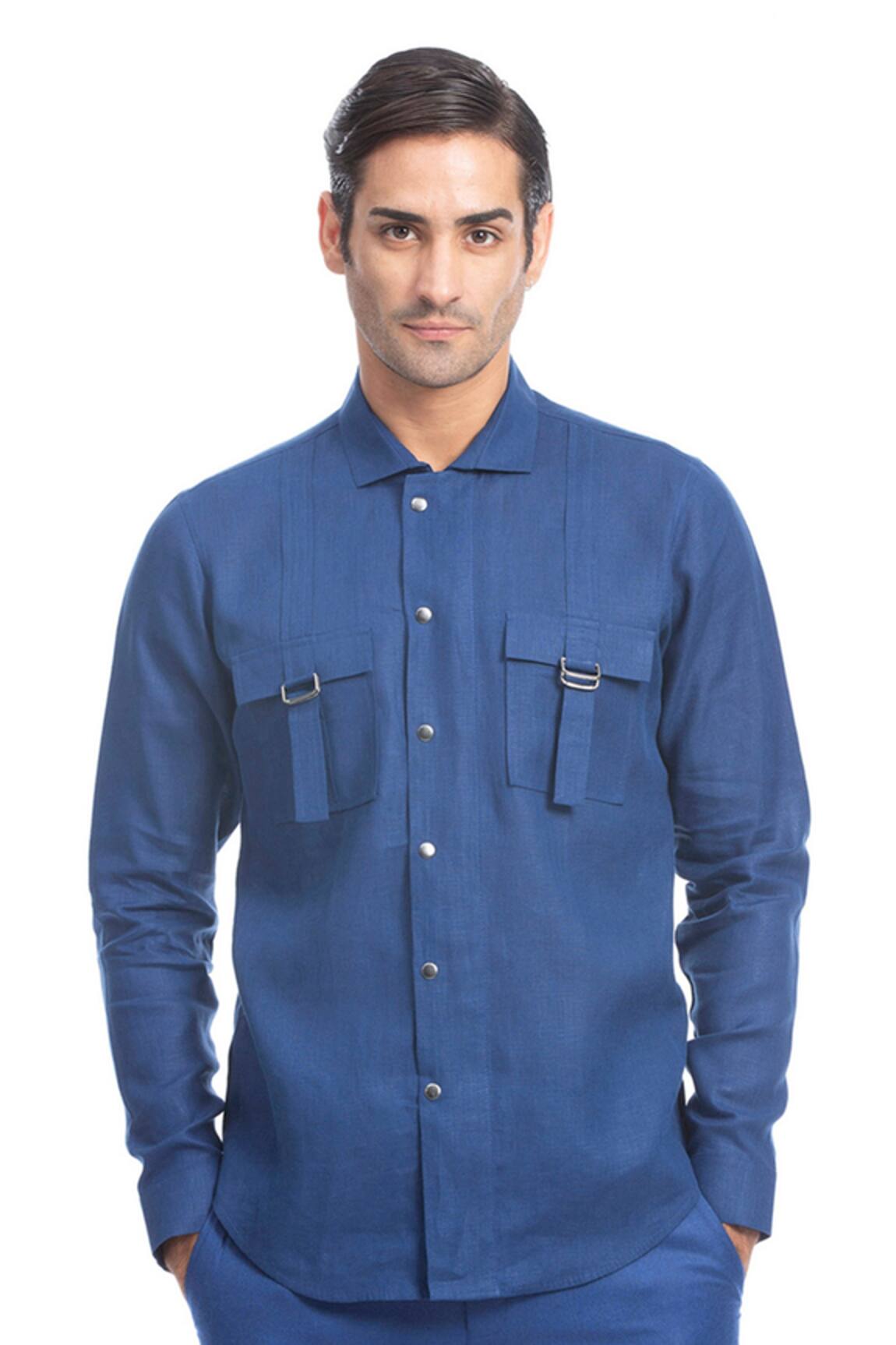 Rohit Gandhi + Rahul Khanna Double Flap Pocket Linen Shirt