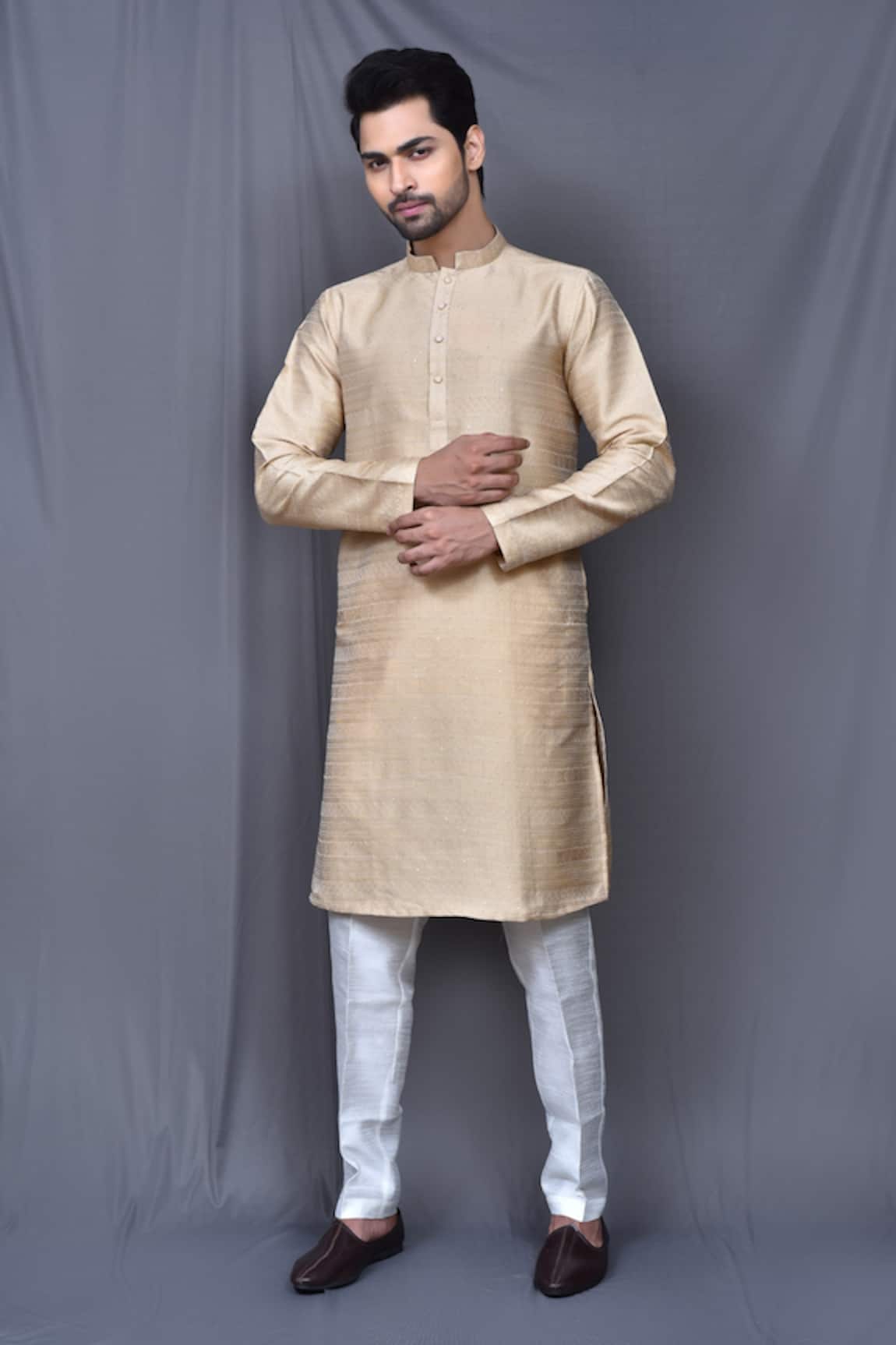 Adara Khan Woven Kurta & Cream Pant Set