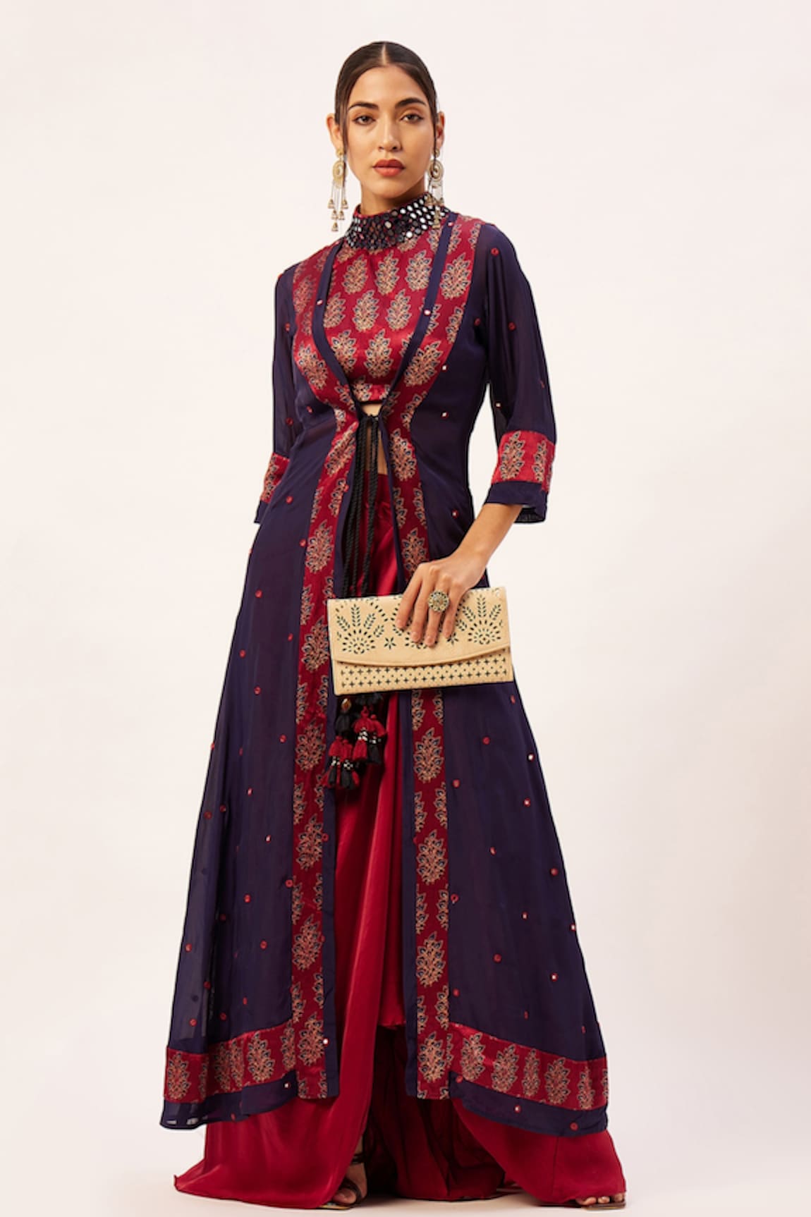 Zariya the Label Mashru Silk Printed Blouse Skirt Set