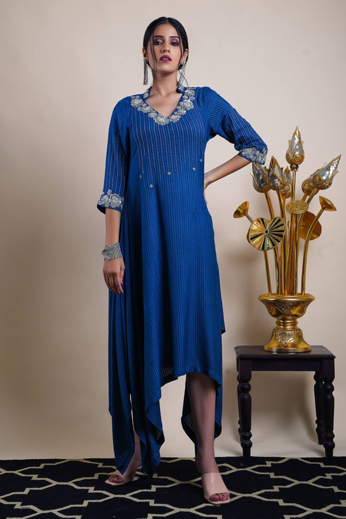 Bhusattva Asymmetric Hand Embroidered Dress