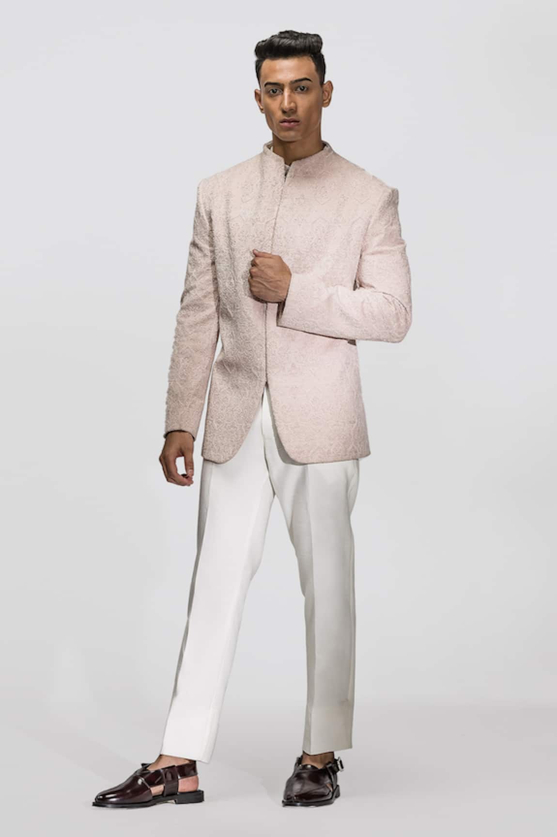 Asuka Velvet Embroidered Bandhgala Set