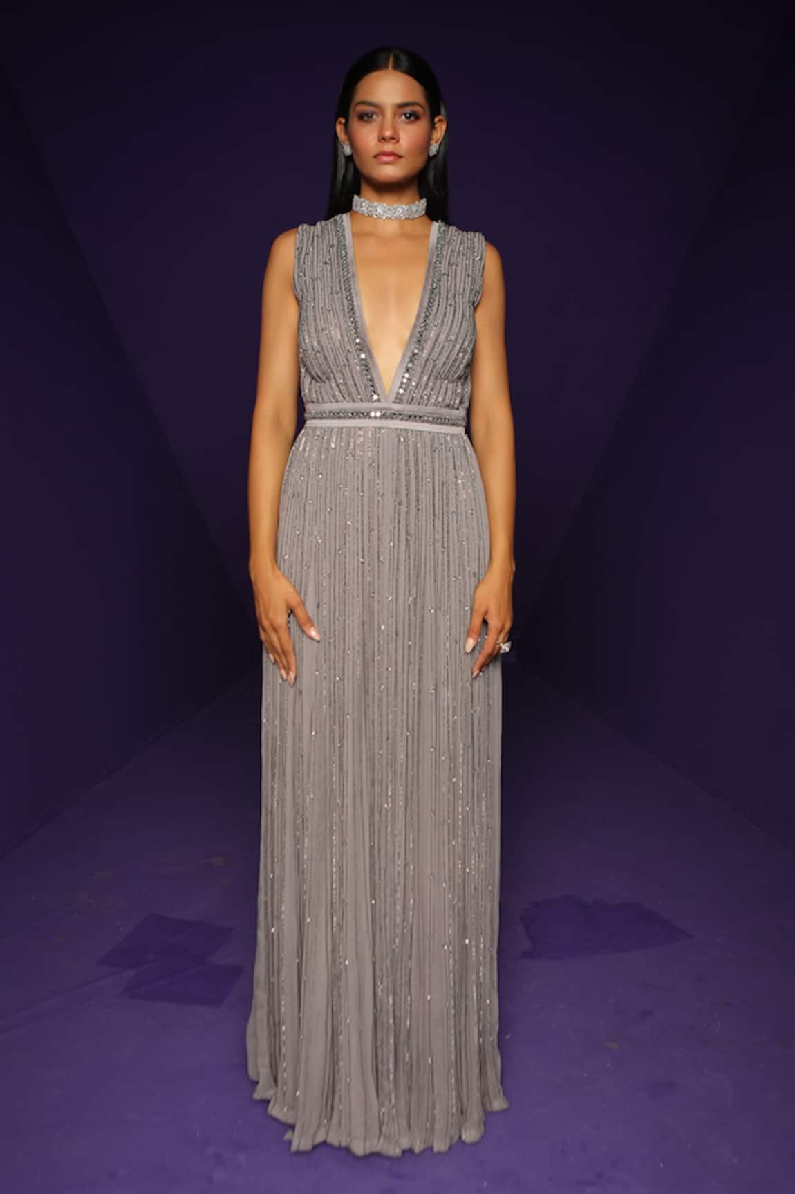 Rishi And Soujit Pleated V Neck Jumpsuit 