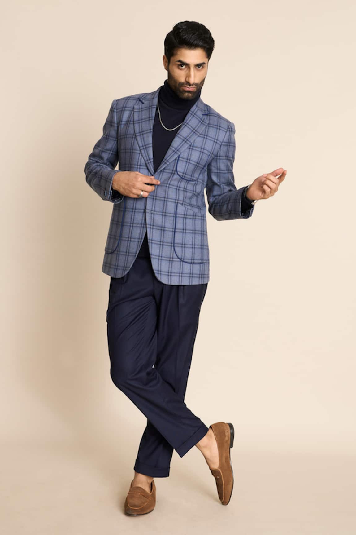 Gargee Designers Checkered Pattern Tweed Blazer