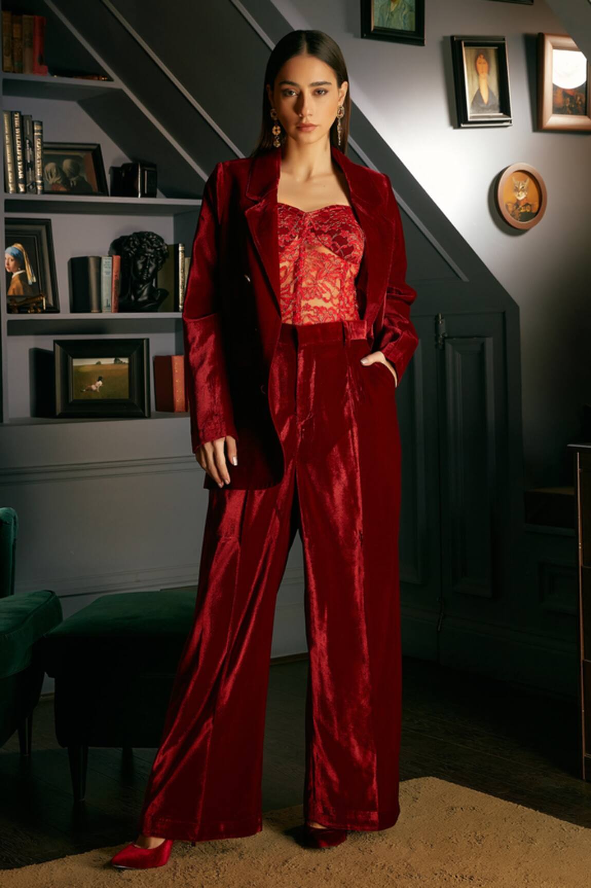 Priyanka Jain Velvet Blazer & Pant Set