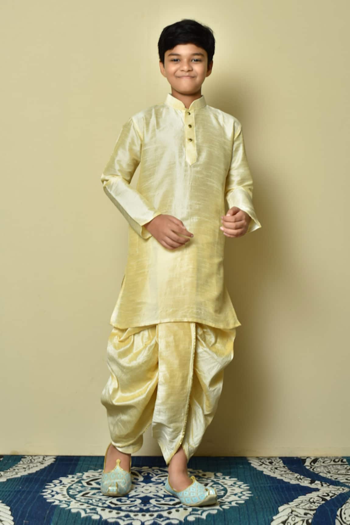 Petite Pomme Solid Kurta & Dhoti Set