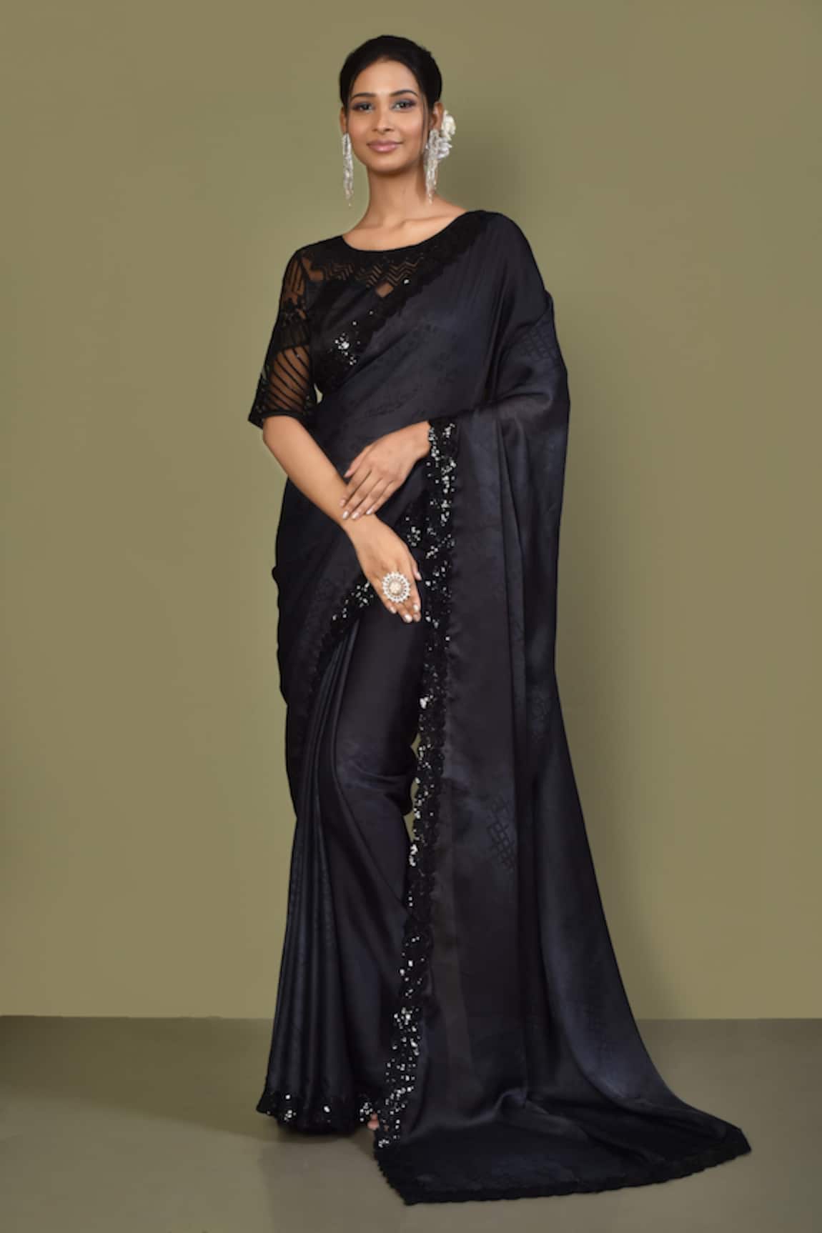 Samyukta Singhania Placement Sequin Embroidered Saree With Blouse