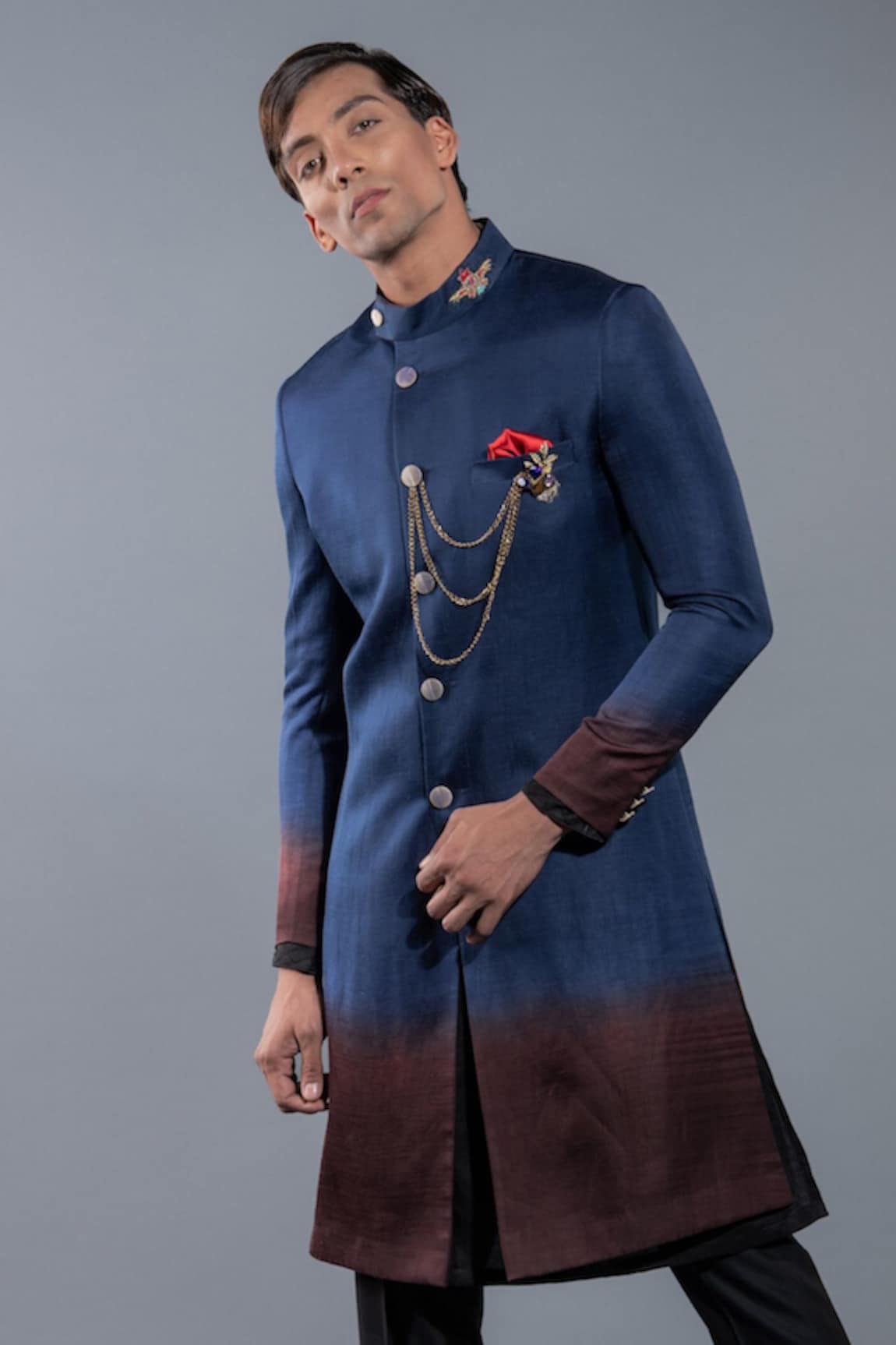 More Mischief Ombre Silk Linen Sherwani