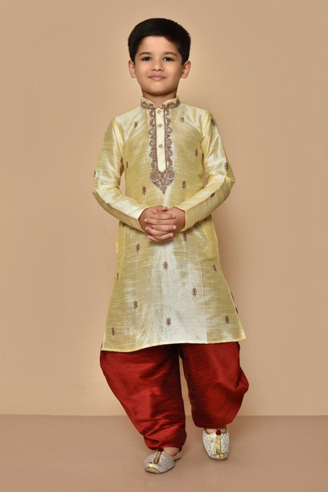 Petite Pomme Floral Pattern Kurta & Maroon Patiala Pant Set