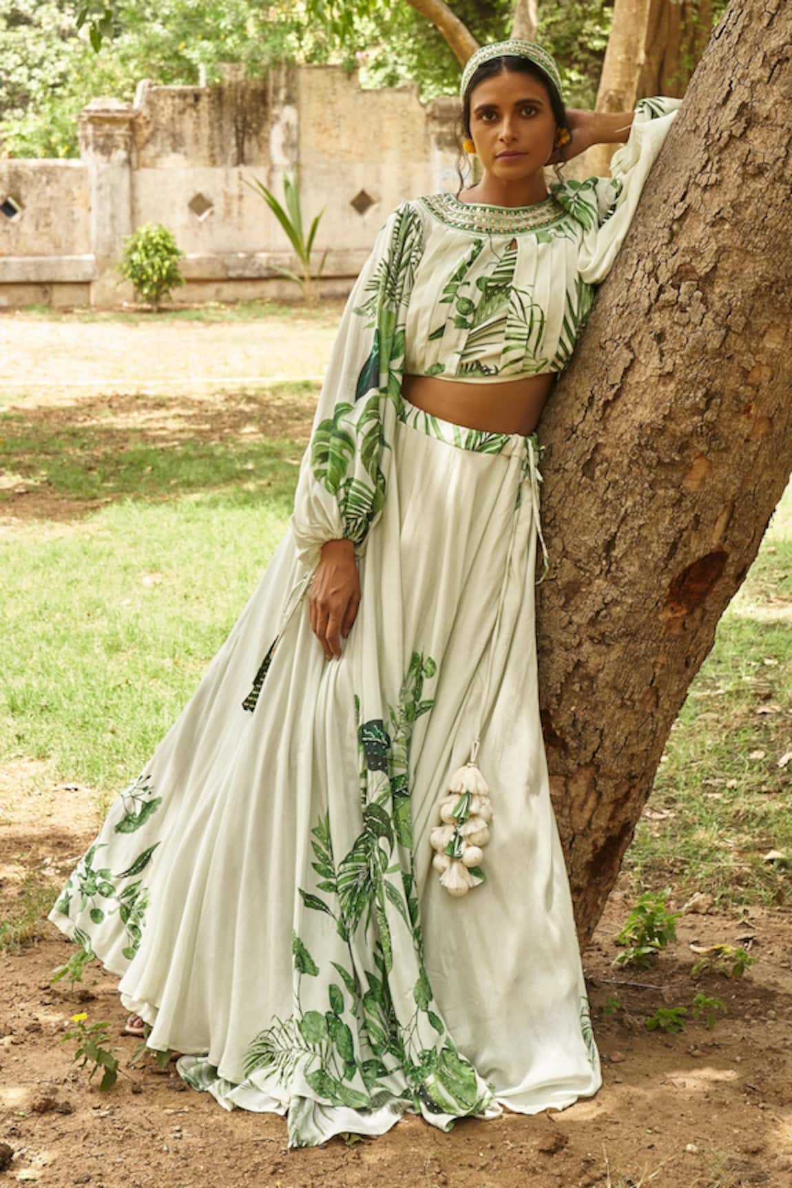 17:17 By Simmi Saboo Rabia Tropical Print Lehenga And Bustier Set 