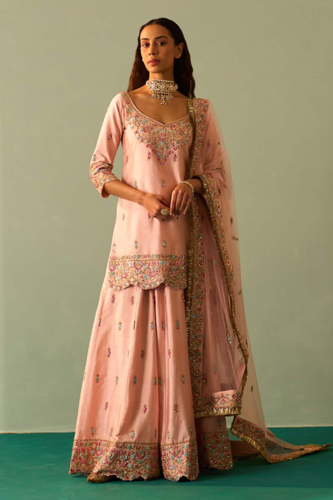 Dusky Beige Sharara Suit | Gharara suits, Indian outfits, Pakistani bridal