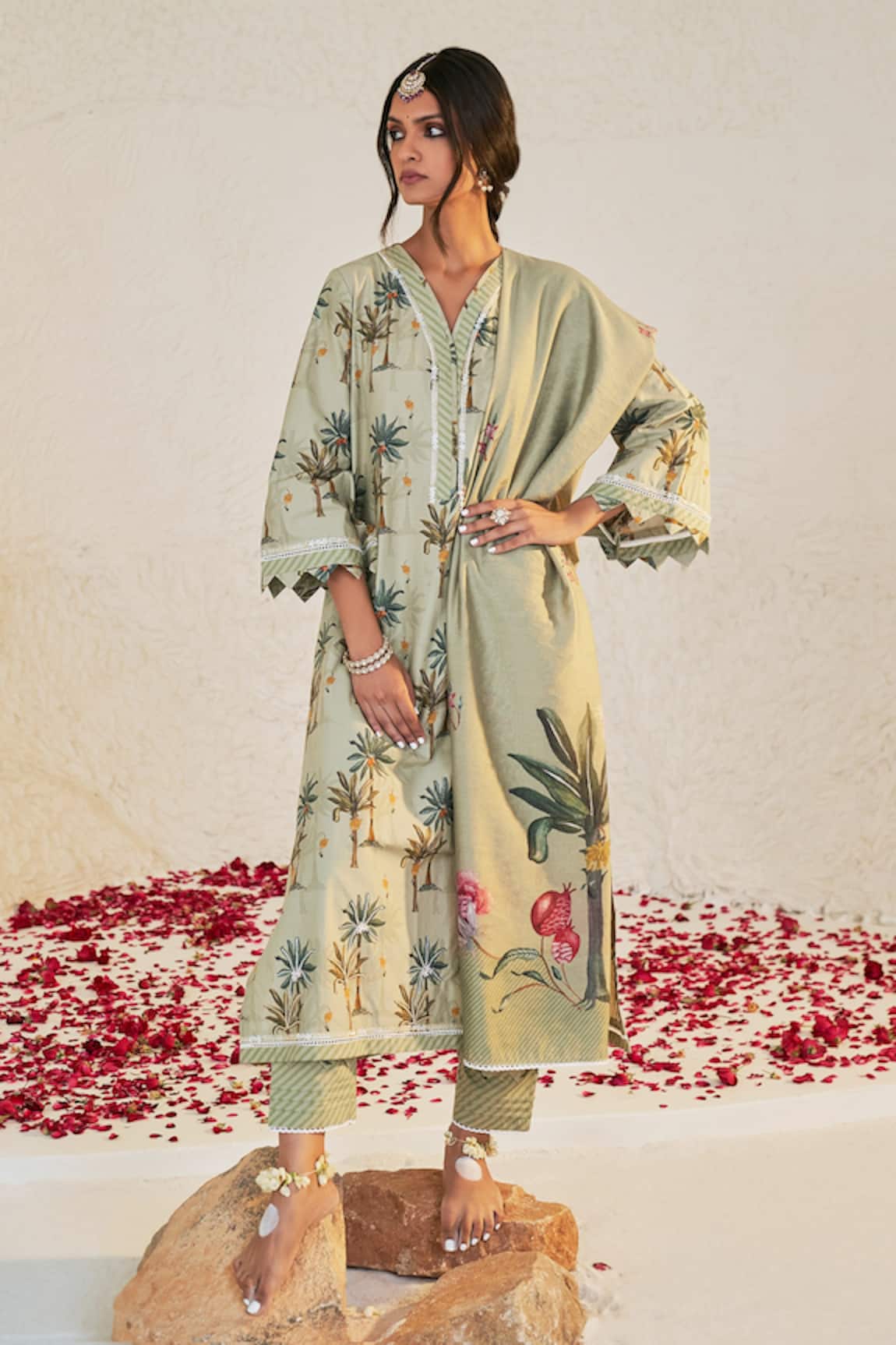 Sage Saga Pihu Tree Pattern Tunic Palazzo Set