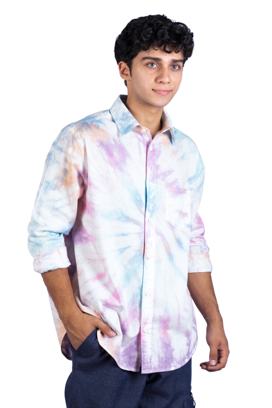 Theorem Spiral Tie Dye Cotton Shirt