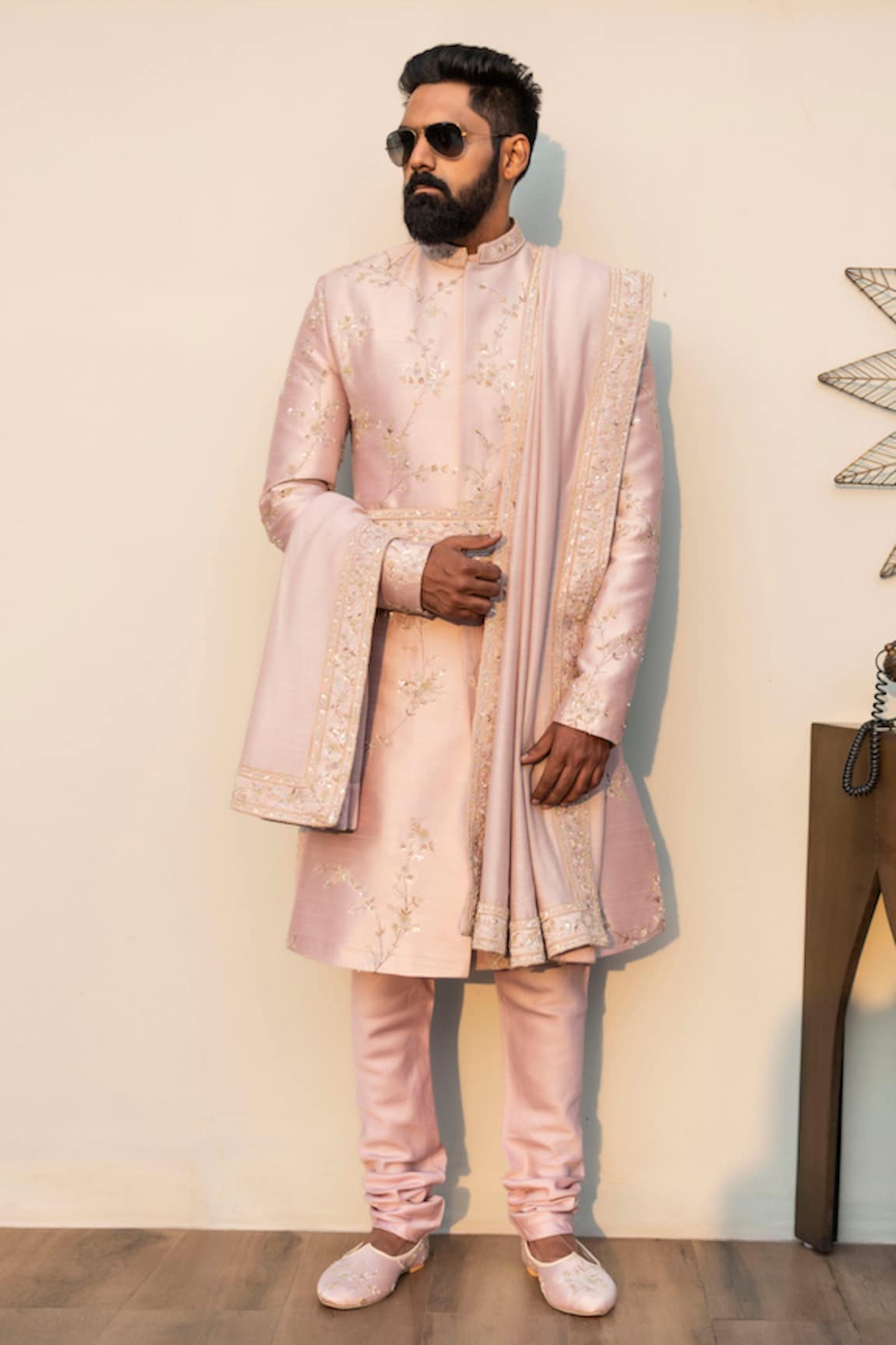 Decemberbyvivek Hand Embroidered Cutdana Work Sherwani Set