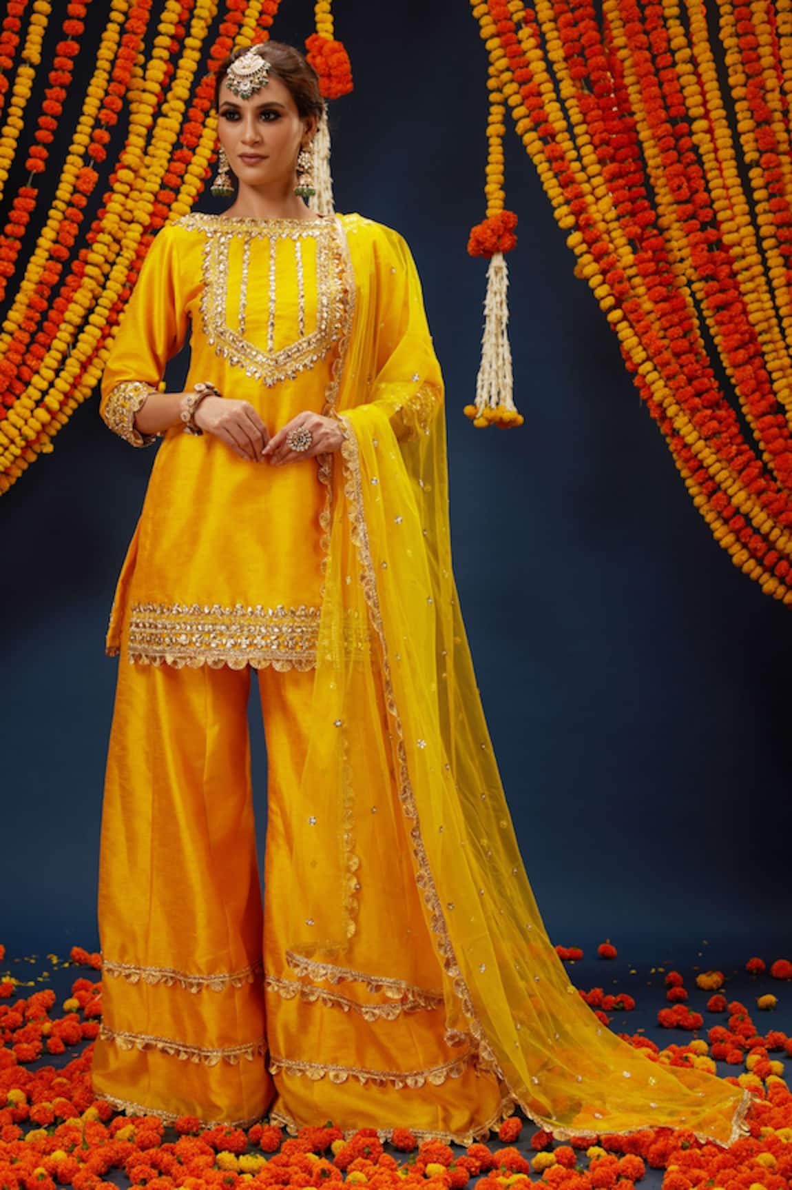 Preeti S Kapoor Round Neck Kurta Sharara Set