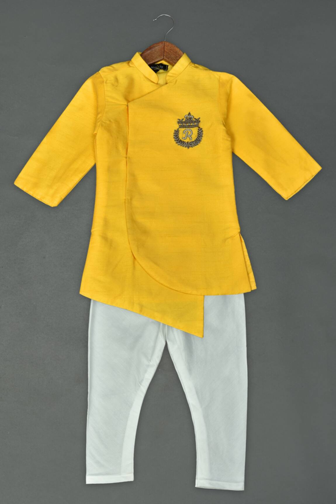 Maaikid Asymmetrical Letter Motif Sherwani & Dhoti 