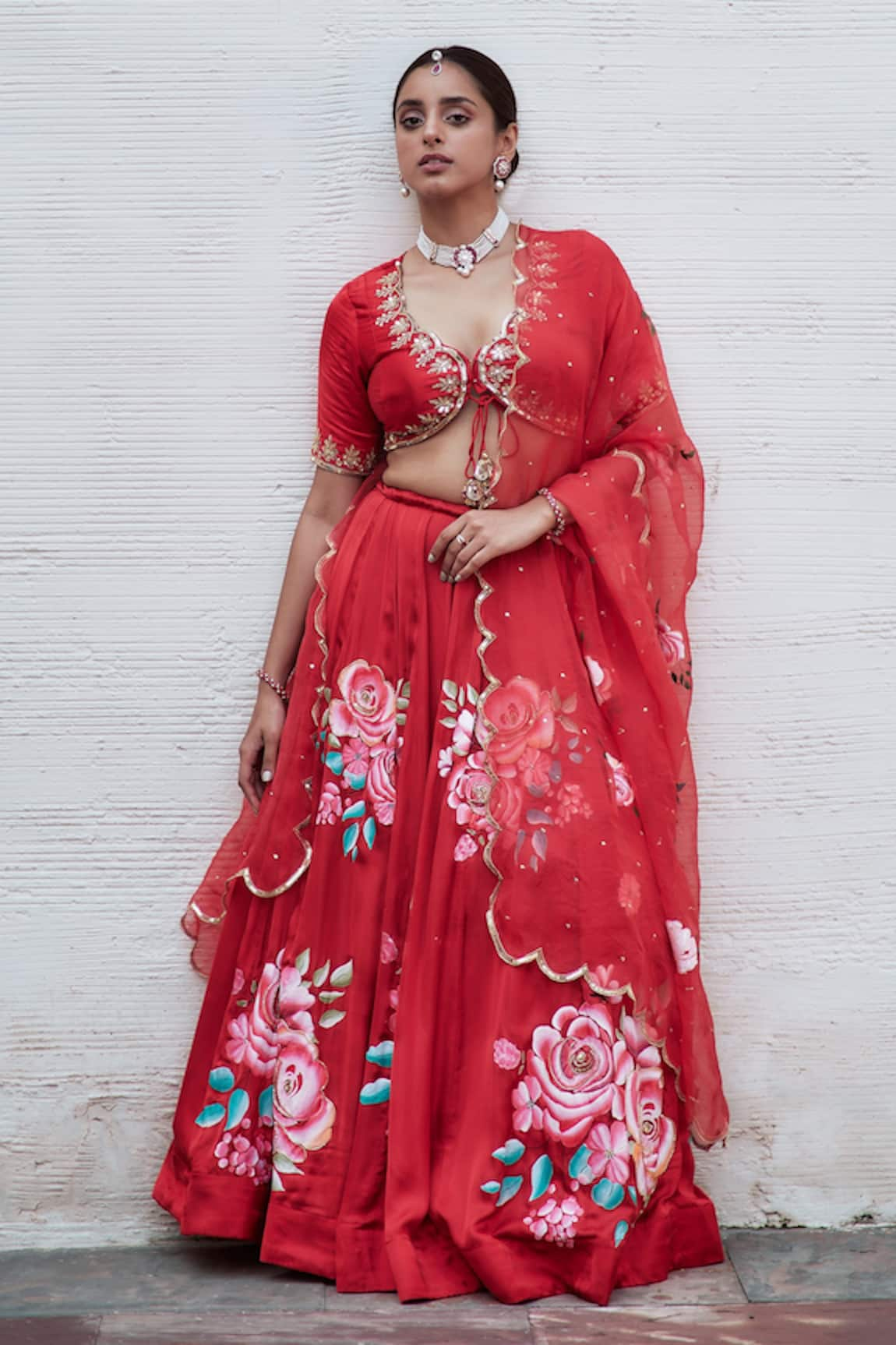 NEHA SAXENA Embroidered Blouse Lehenga Set