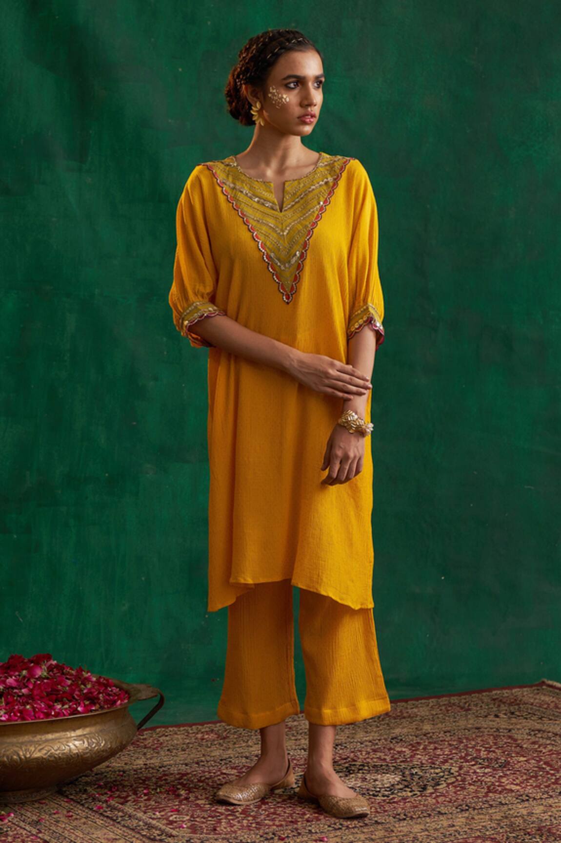 Rekha Agra Hand Block Print Kimono & Pant Set 